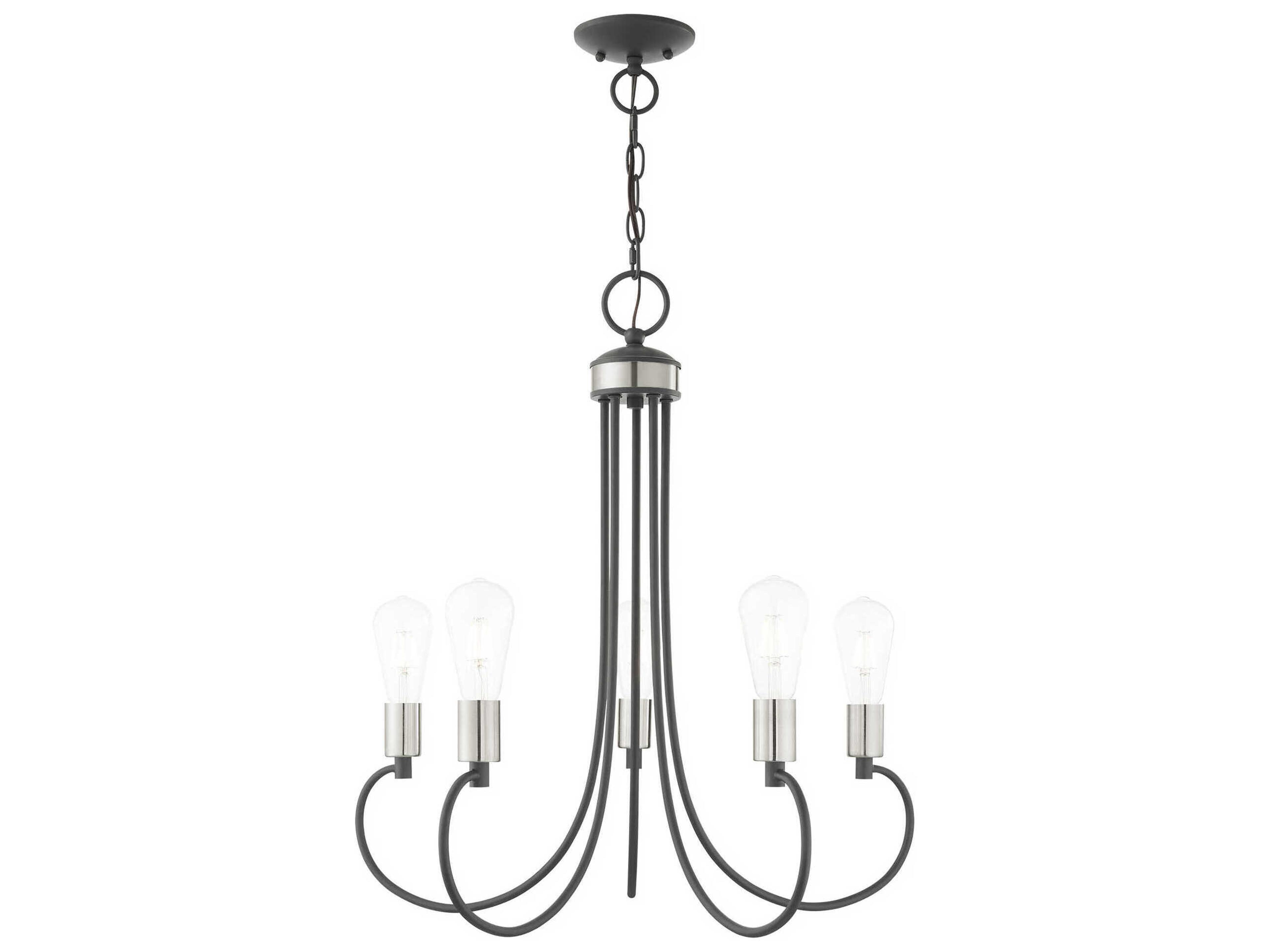 Bari 5-Light Scandinavian Gray Brushed Nickel Black Chandelier
