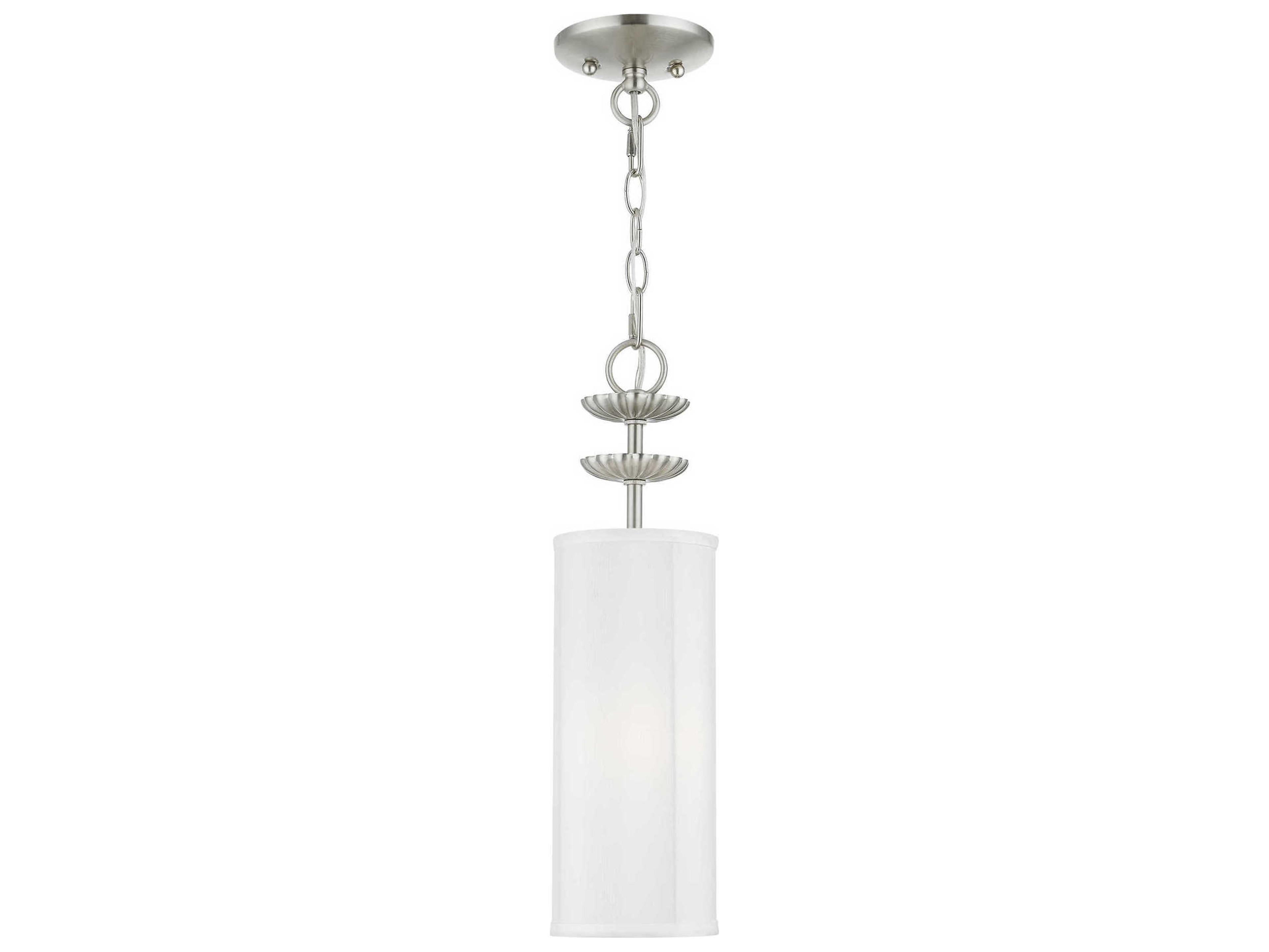 Brookdale 1-Light Brushed Nickel Cylinder Mini Pendant
