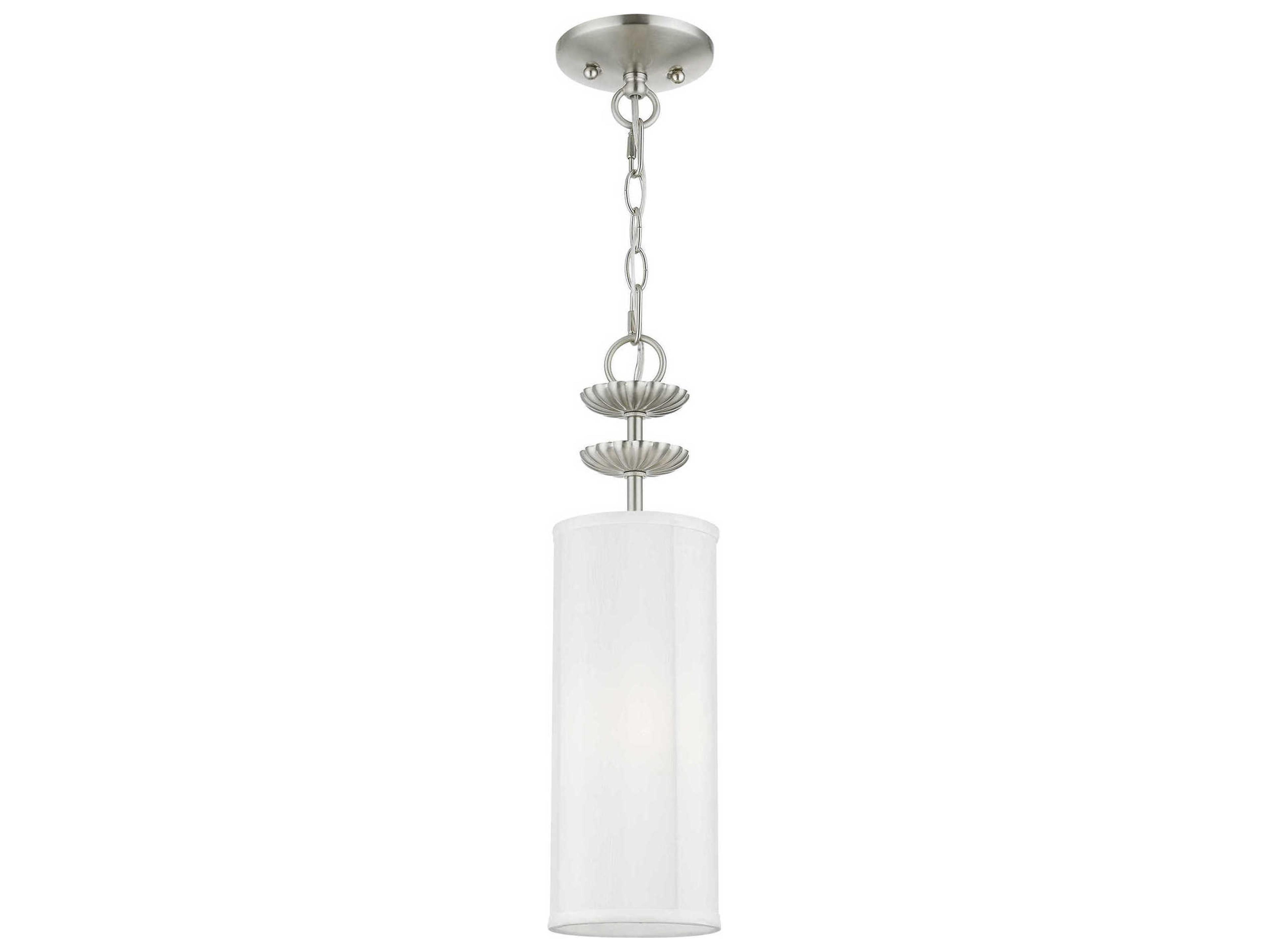 Livex Lighting Brookdale 1-Light Brushed Nickel Cylinder Mini Pendant