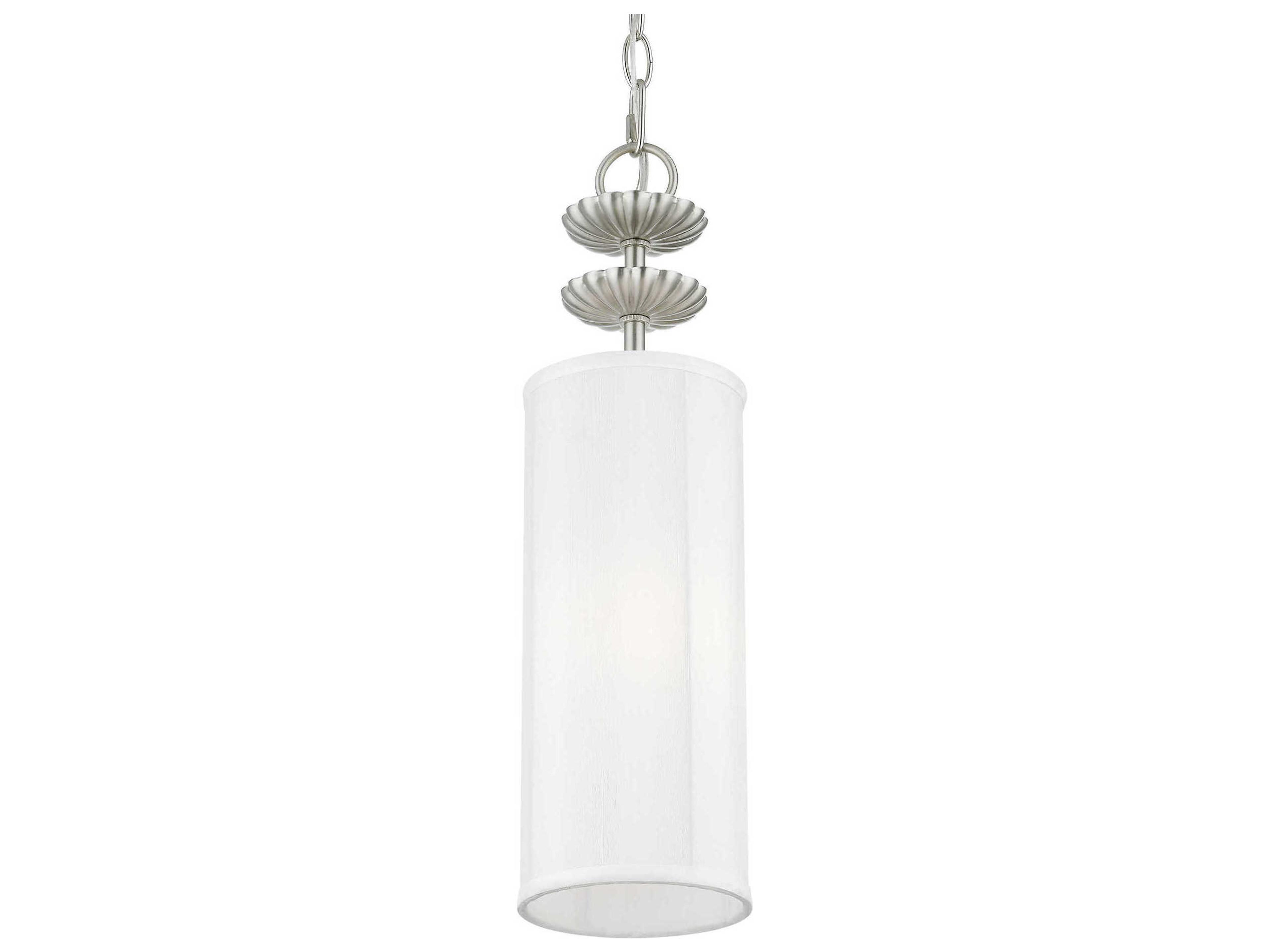 Livex Lighting Brookdale 1-Light Brushed Nickel Cylinder Mini Pendant