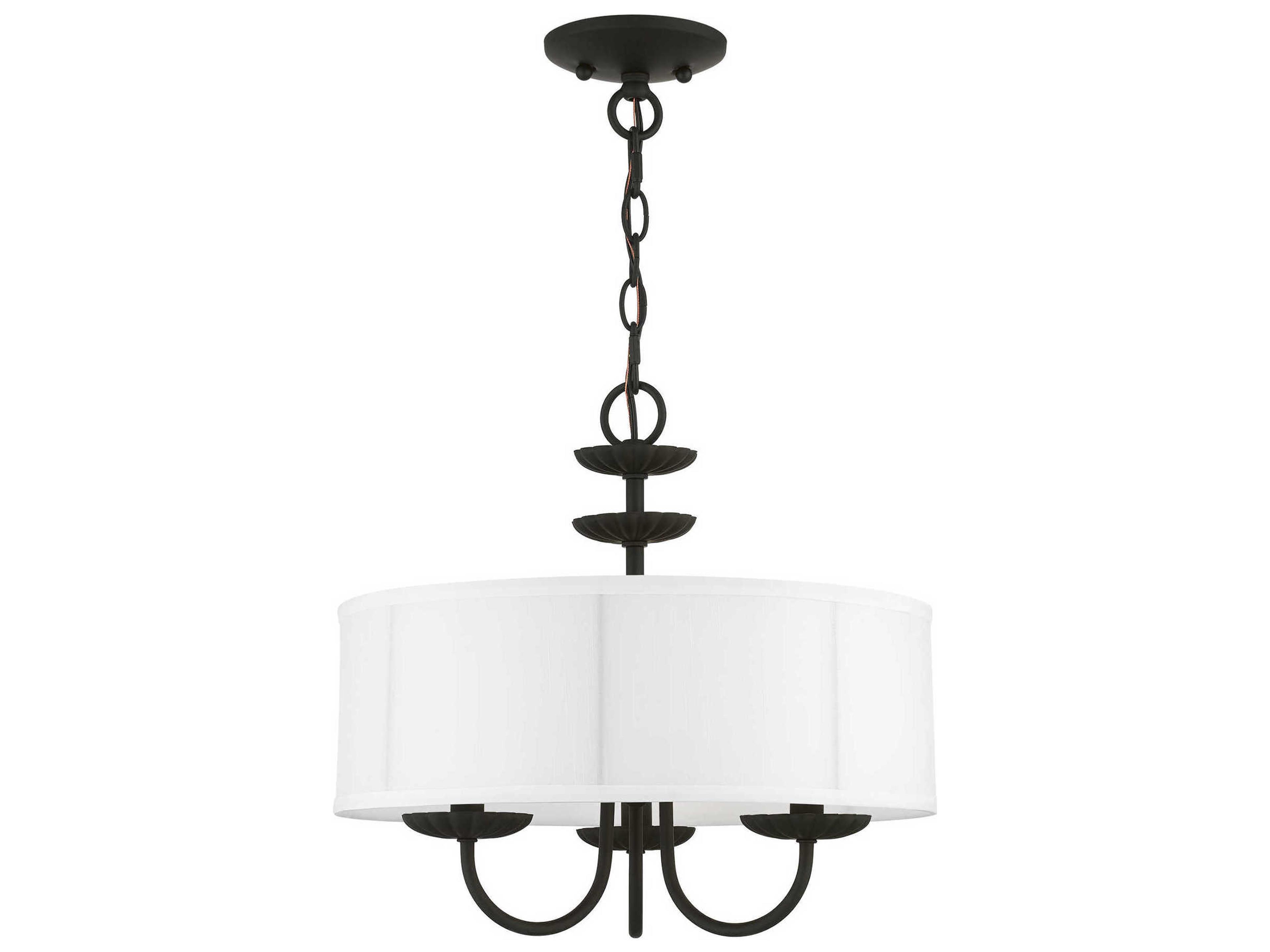 Brookdale 3-Light Black White Drum Chandelier