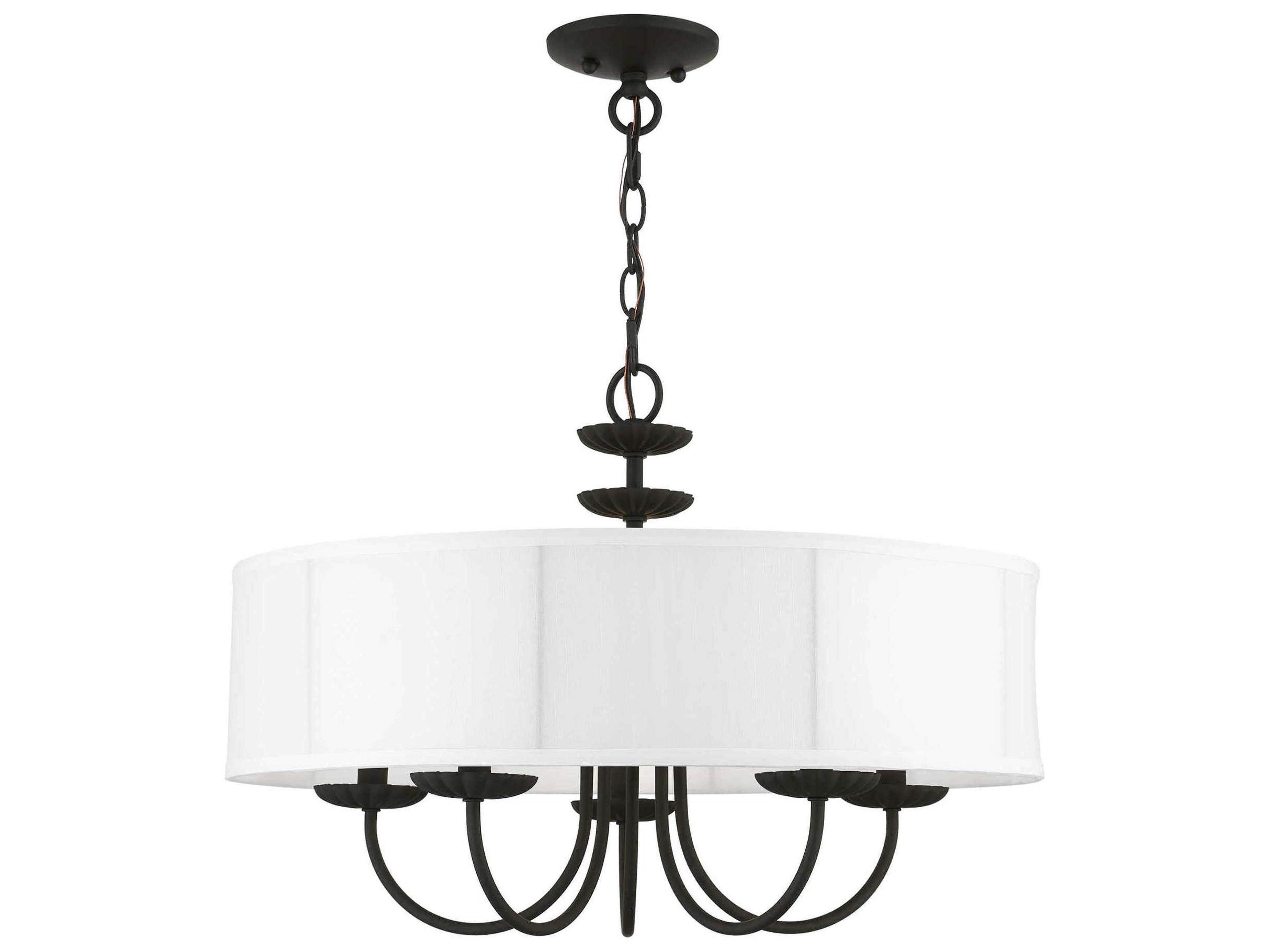 Brookdale 5-Light Black White Drum Chandelier
