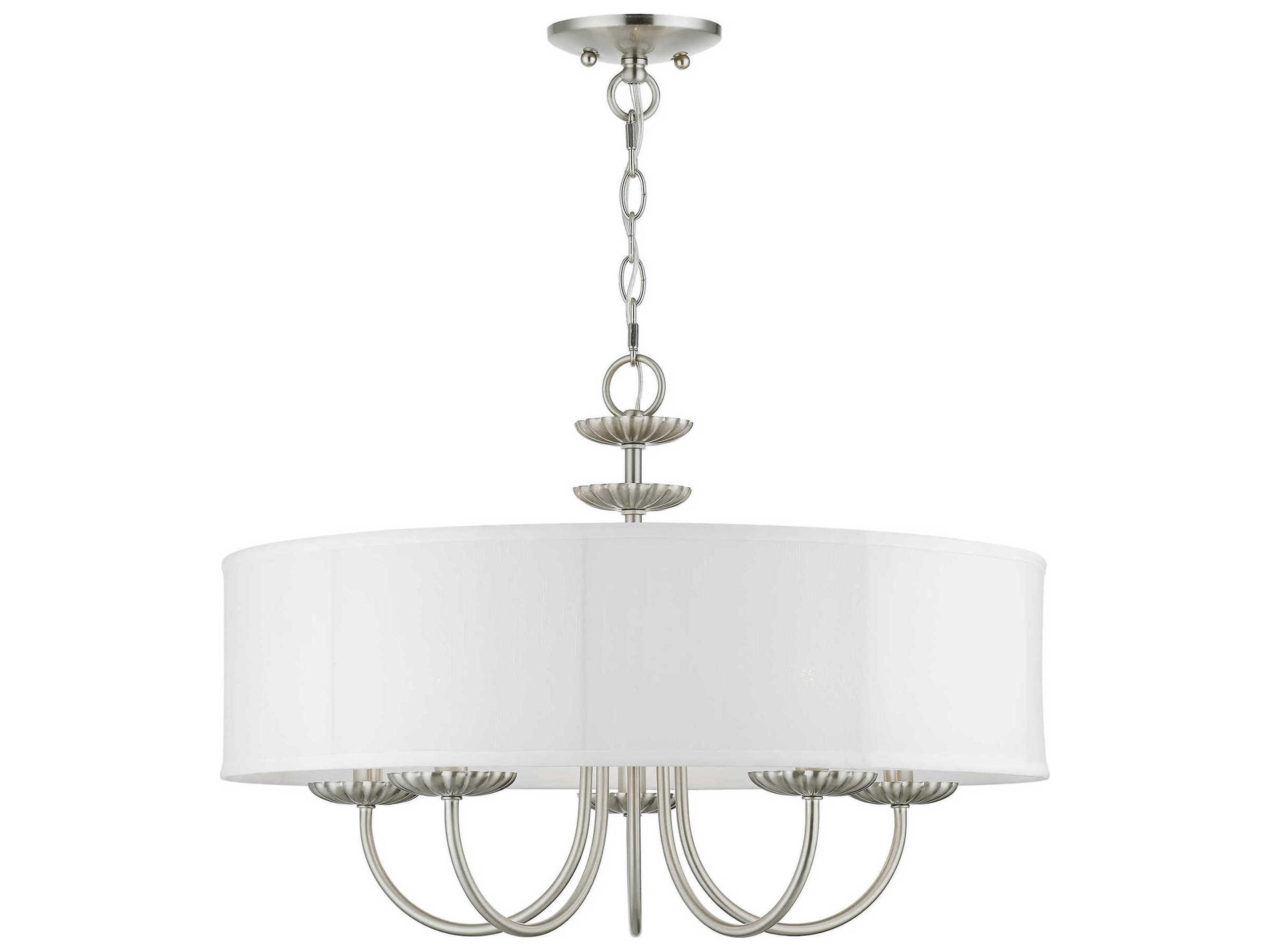 Brookdale 5-Light Brushed Nickel White Drum Chandelier