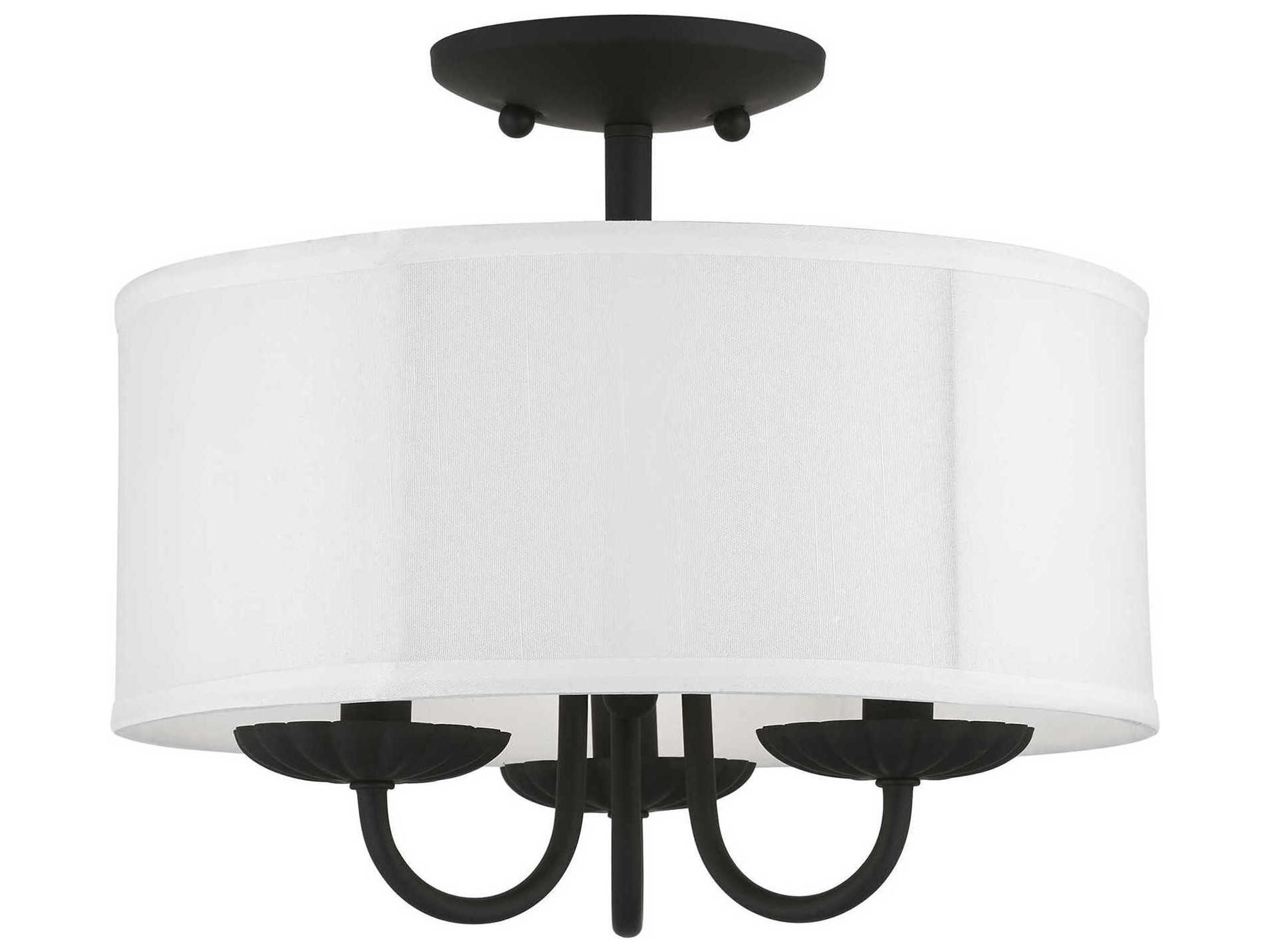 Brookdale 3-Light Black Drum Semi Flush Mount