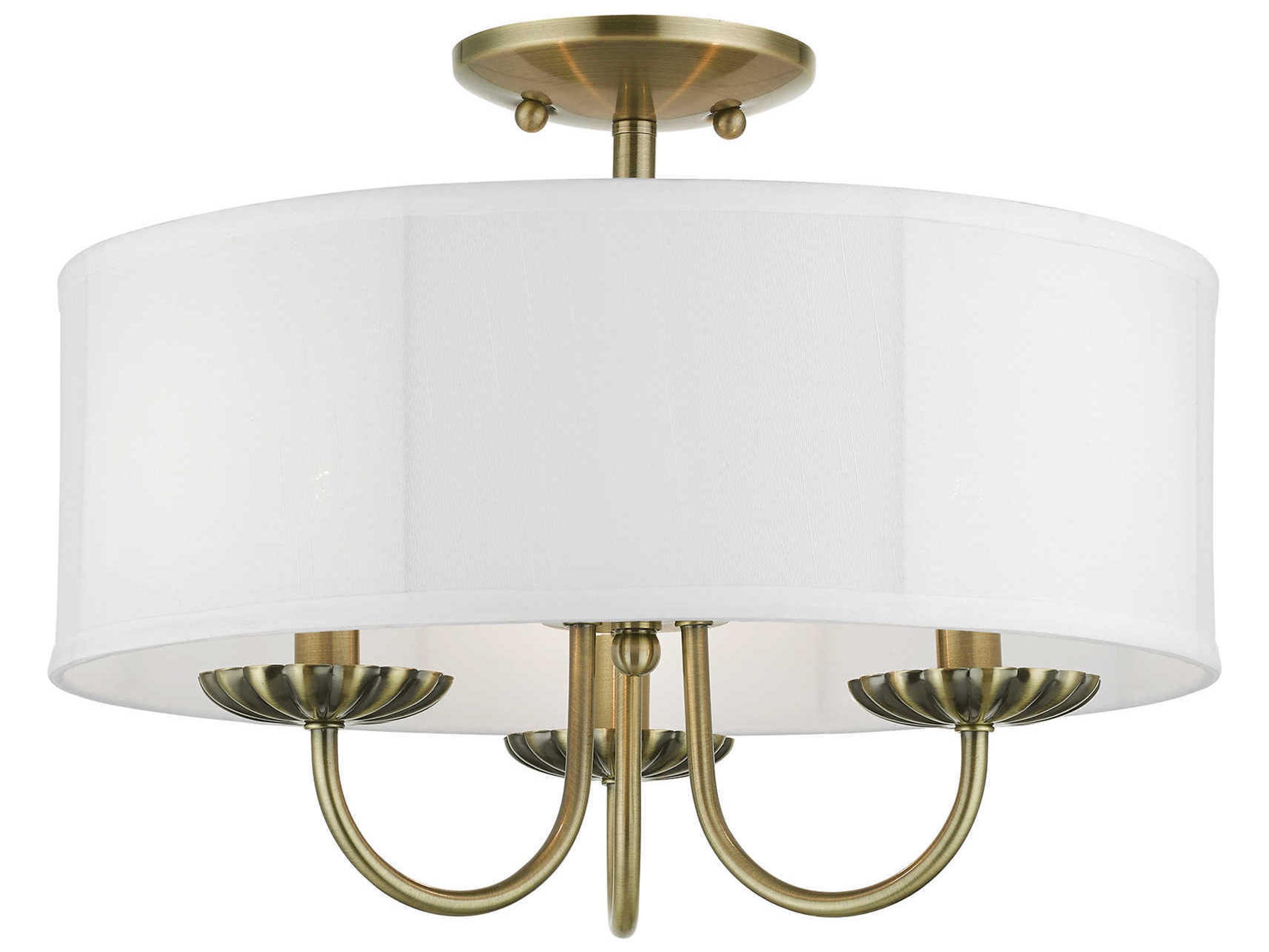 Brookdale 3-Light Antique Brass Drum Semi Flush Mount