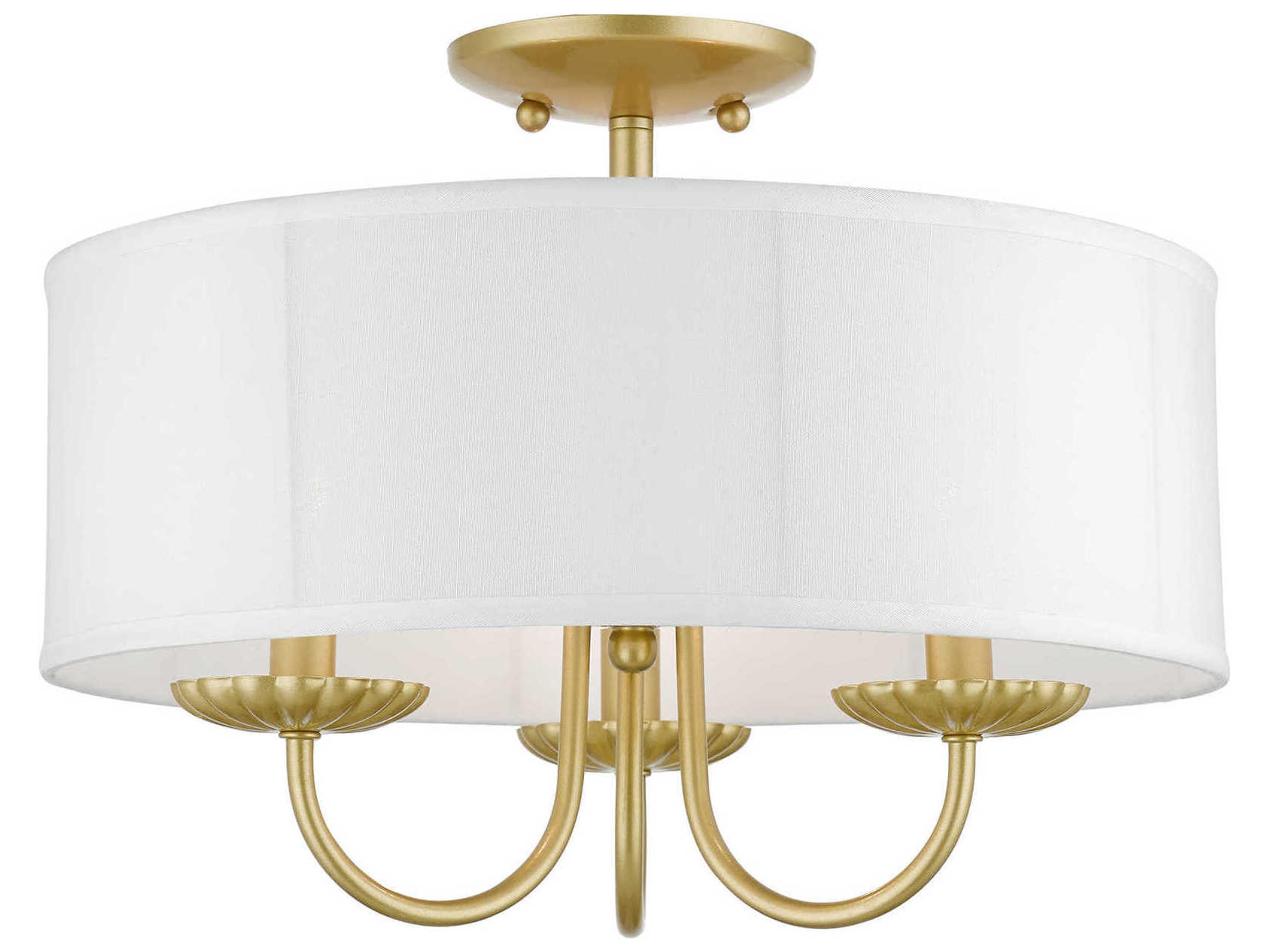 Brookdale 3-Light Soft Gold Brass Drum Semi Flush Mount