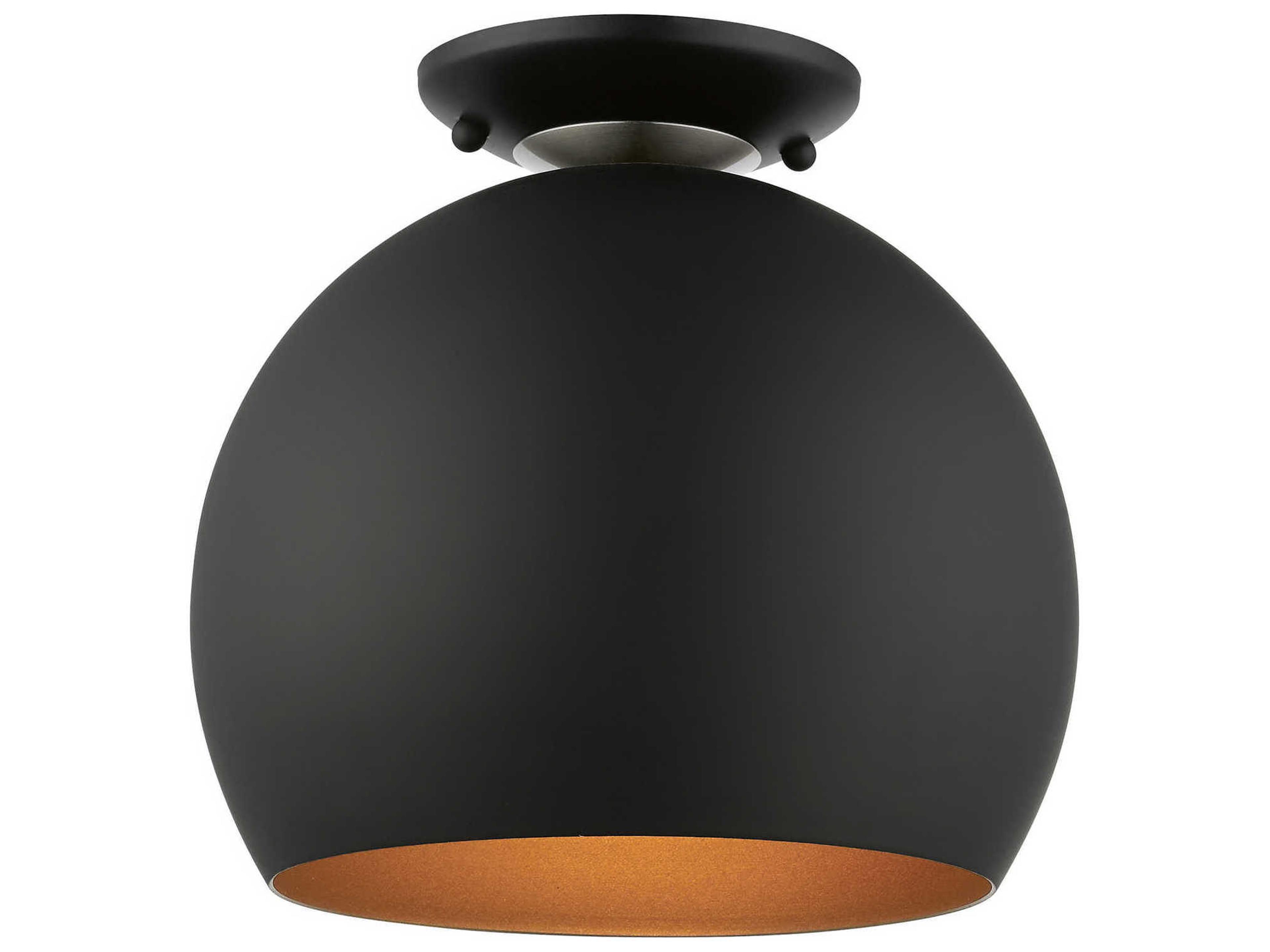 Piedmont 1-Light Black Brushed Nickel Dome Geometric Semi Flush Mount