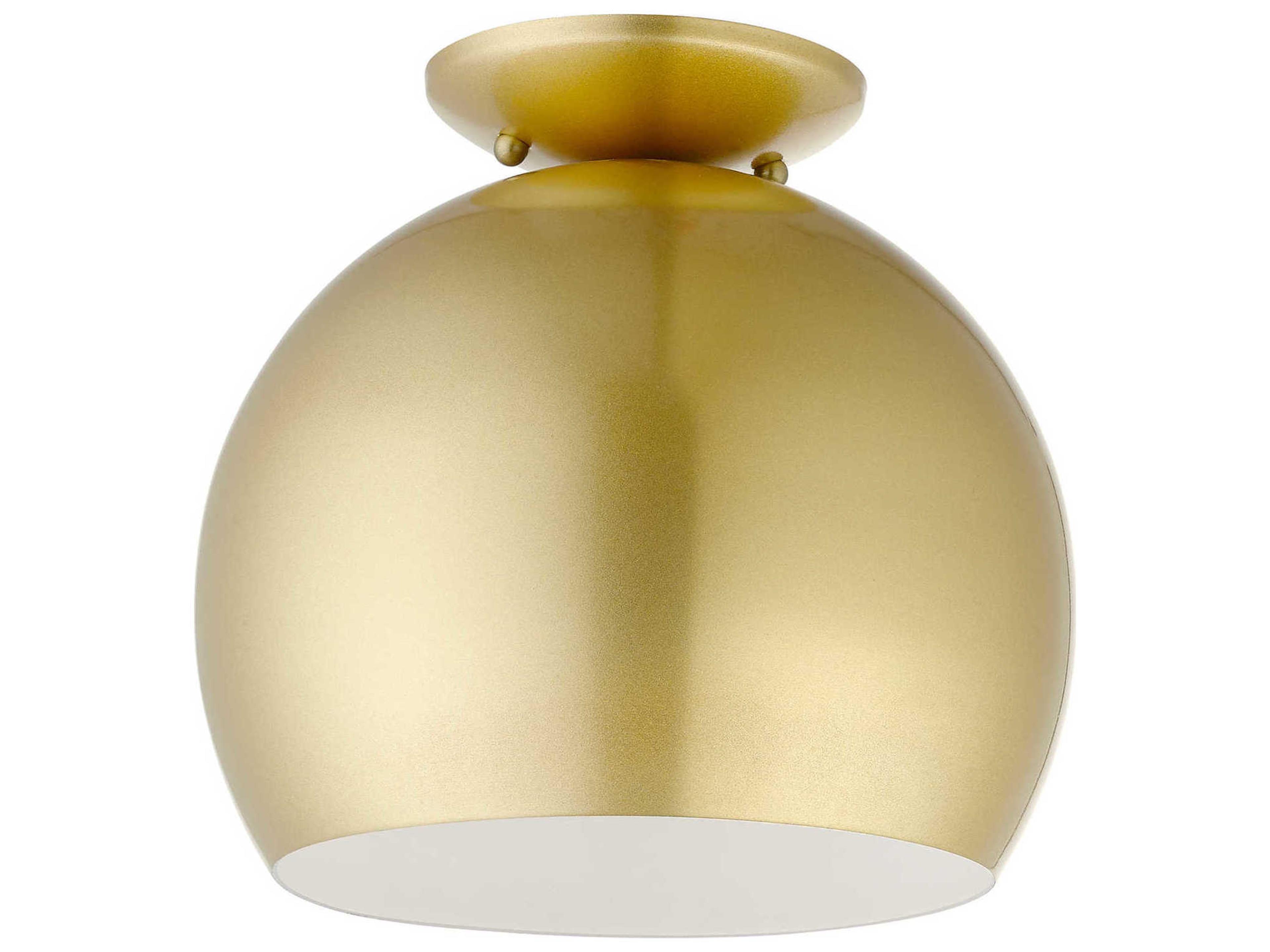 Piedmont 1-Light Soft Gold White Dome Geometric Semi Flush Mount