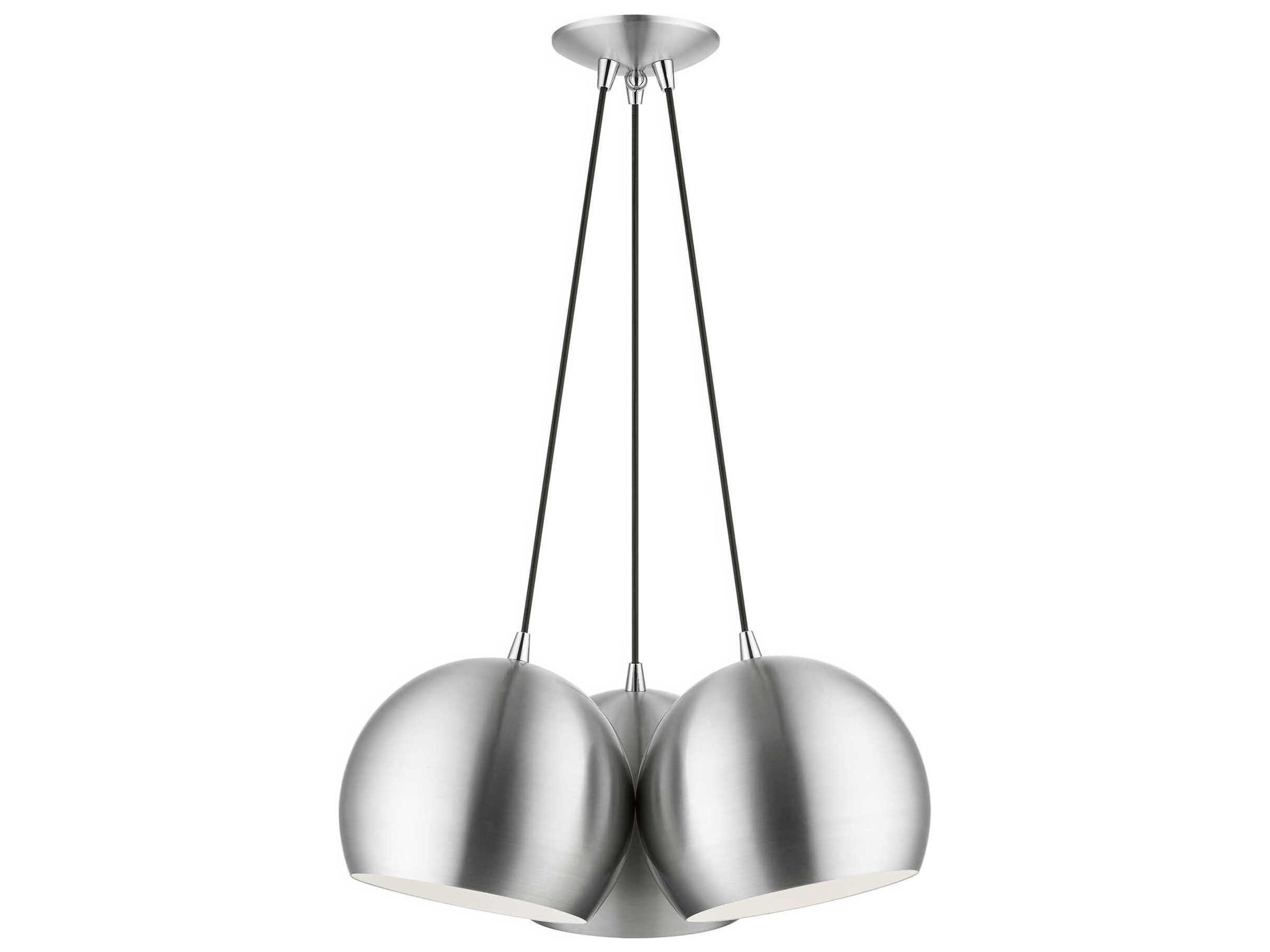 Piedmont 3-Light Brushed Aluminum Polished Chrome White Dome Geometric Pendant