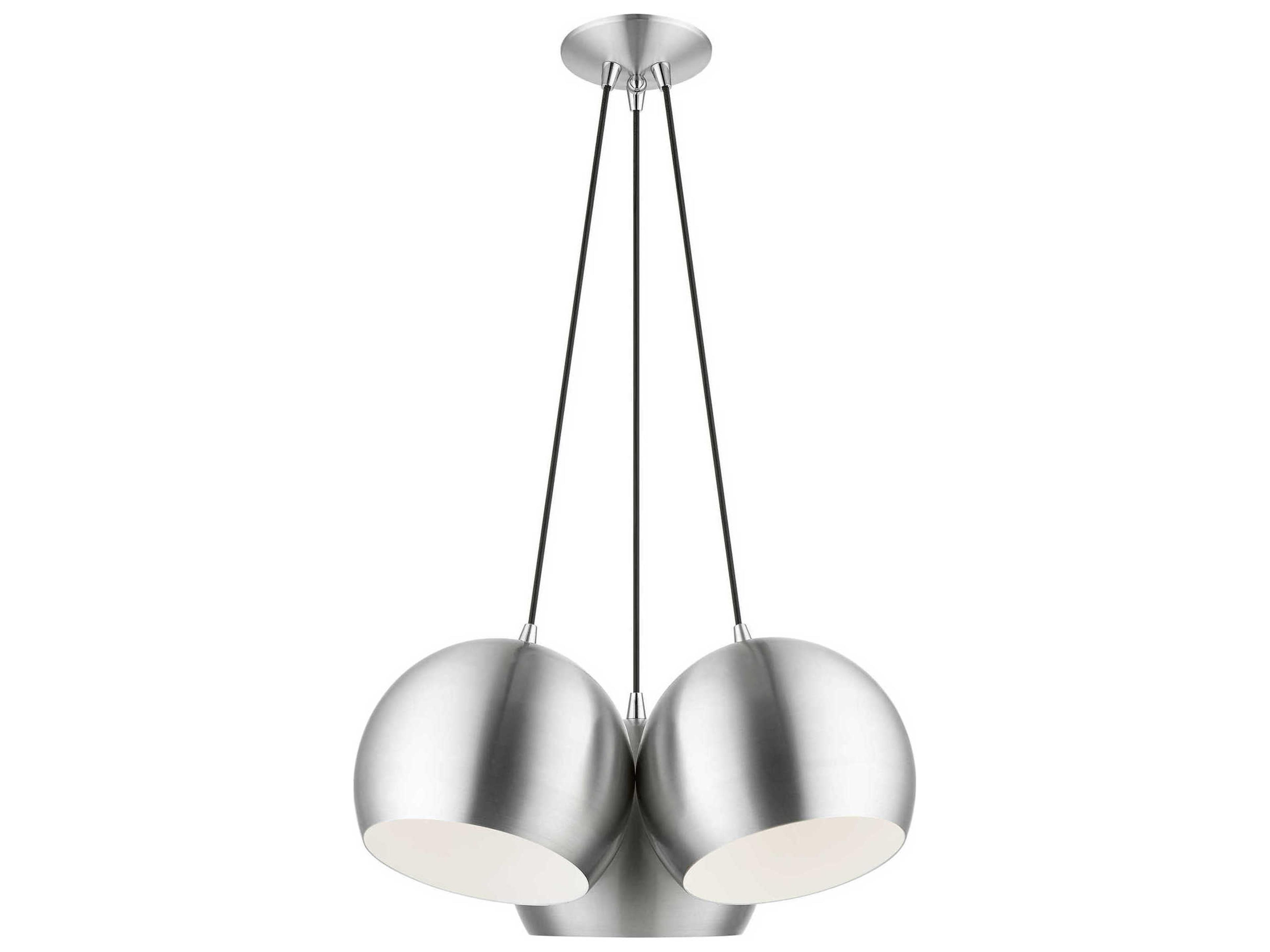 Livex Lighting Piedmont 3-Light Brushed Aluminum Polished Chrome White Dome Geometric Pendant