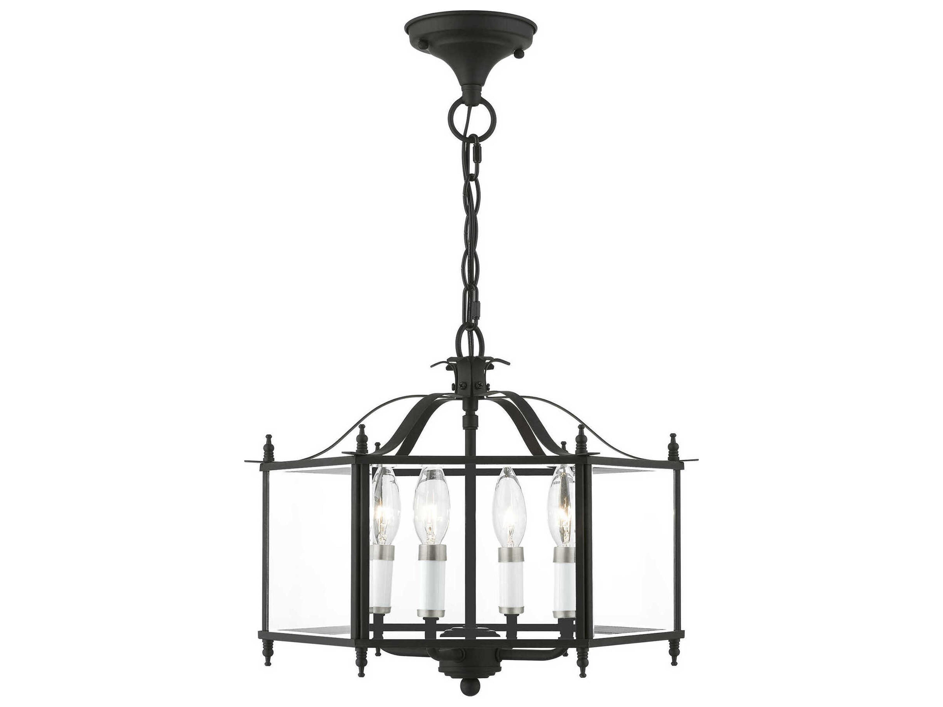 Livingston 4-Light Black Brushed Nickel Glass Candelabra Chandelier
