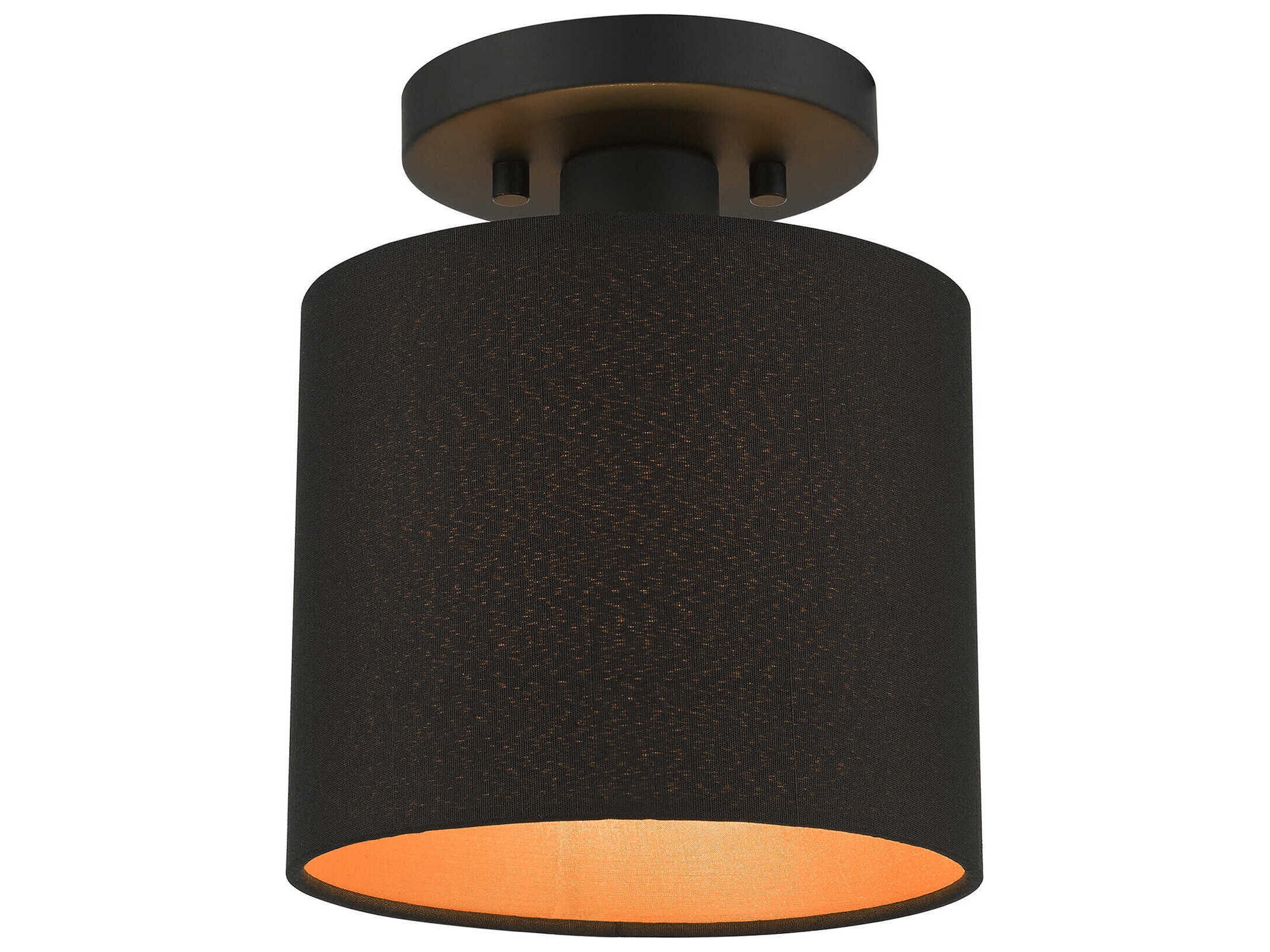 Sentosa 1-Light Black Drum Semi Flush Mount