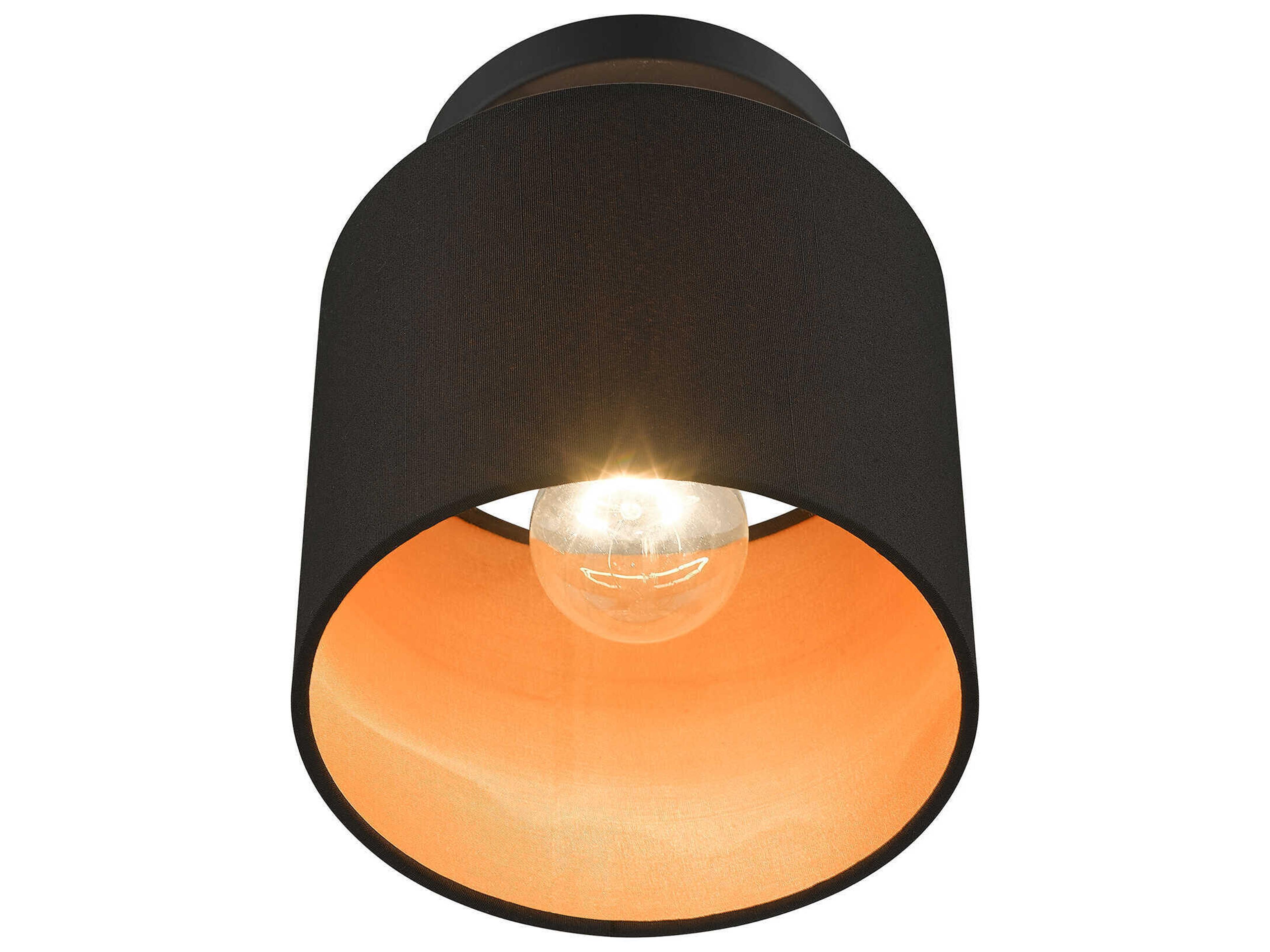 Livex Lighting Sentosa 1-Light Black Drum Semi Flush Mount