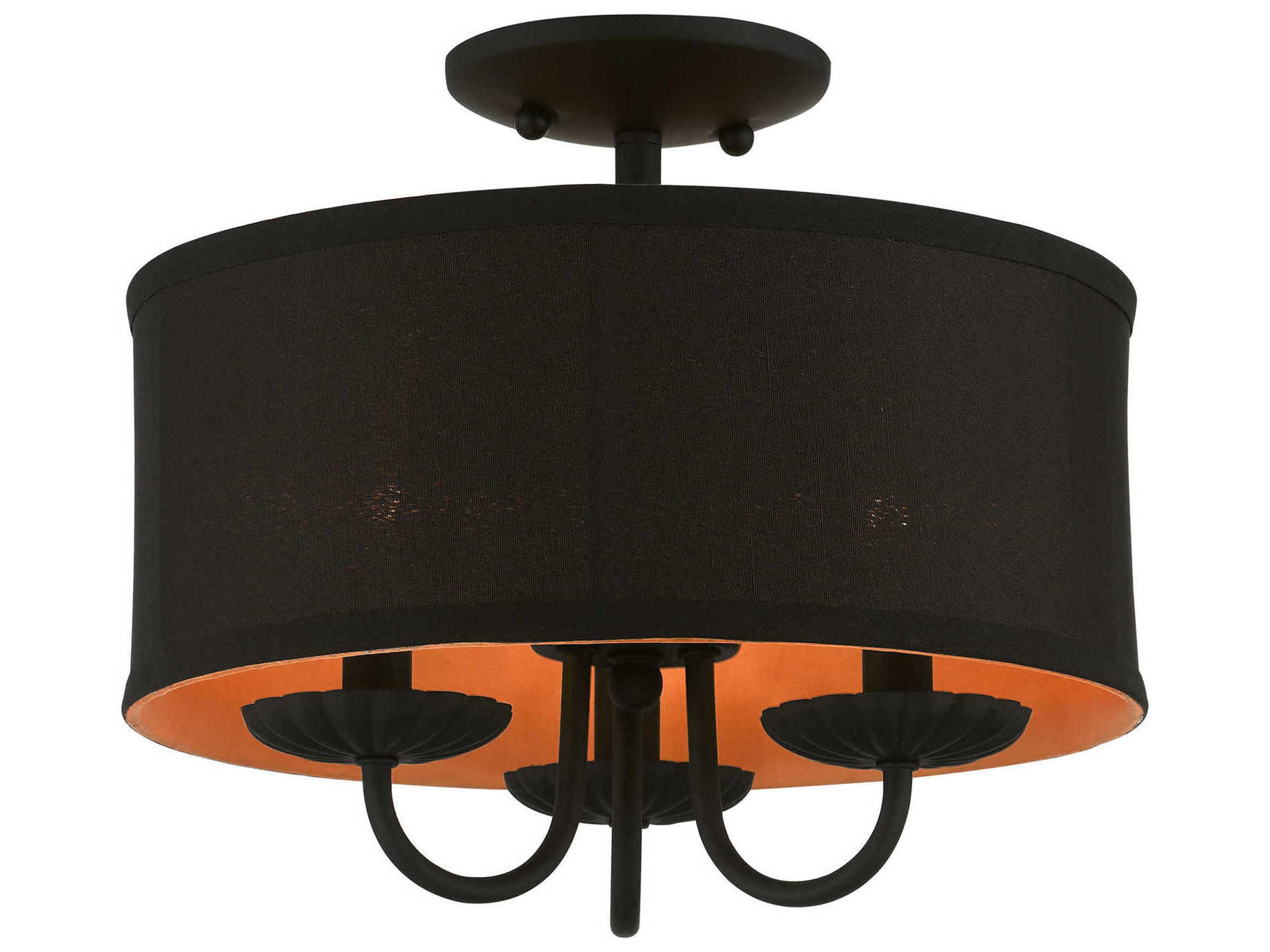 Livex Lighting Winchester 3-Light Black Drum Semi Flush Mount