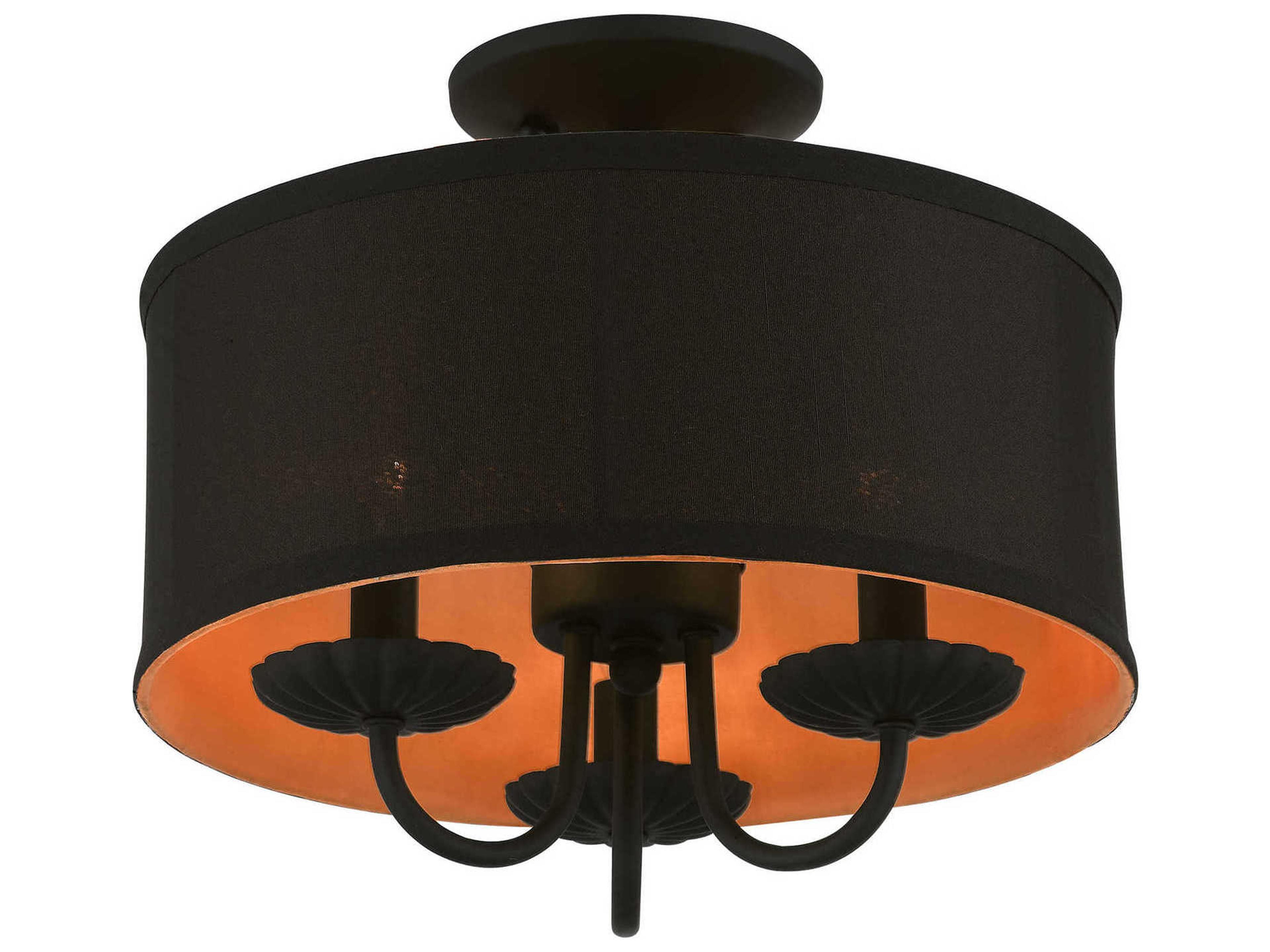 Livex Lighting Winchester 3-Light Black Drum Semi Flush Mount
