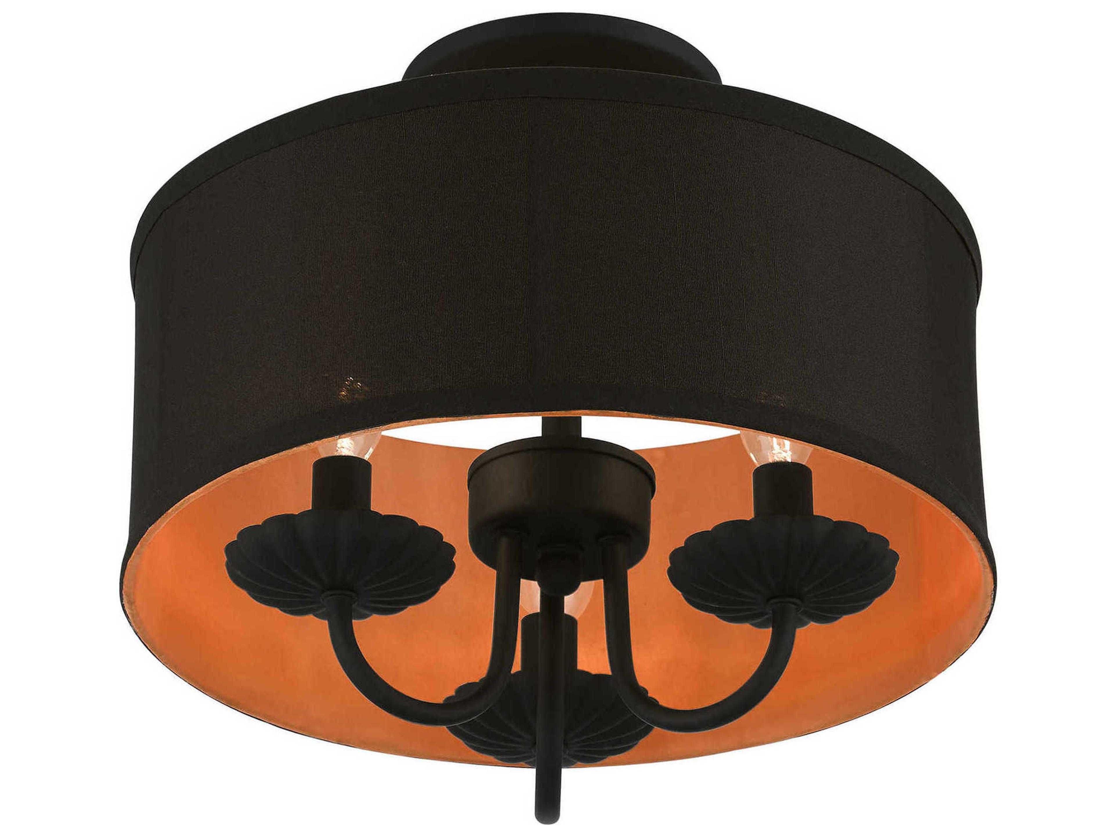 Livex Lighting Winchester 3-Light Black Drum Semi Flush Mount