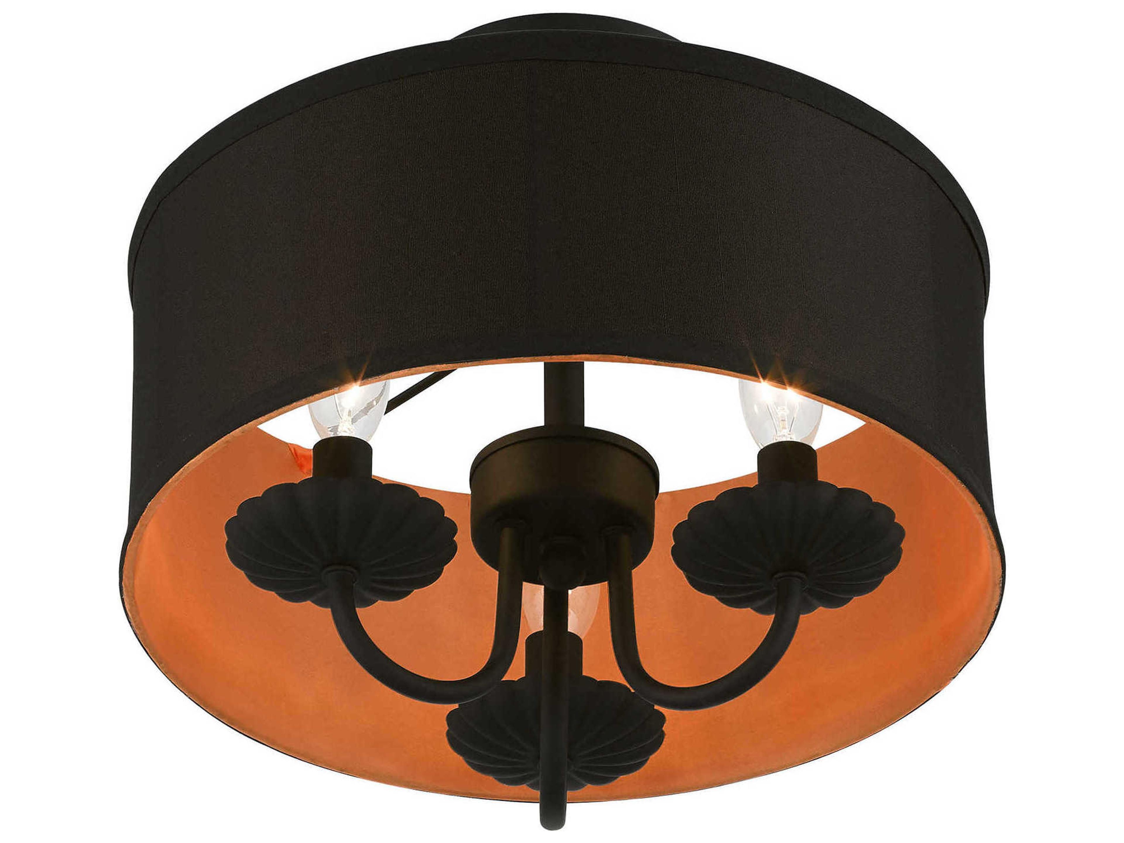 Livex Lighting Winchester 3-Light Black Drum Semi Flush Mount