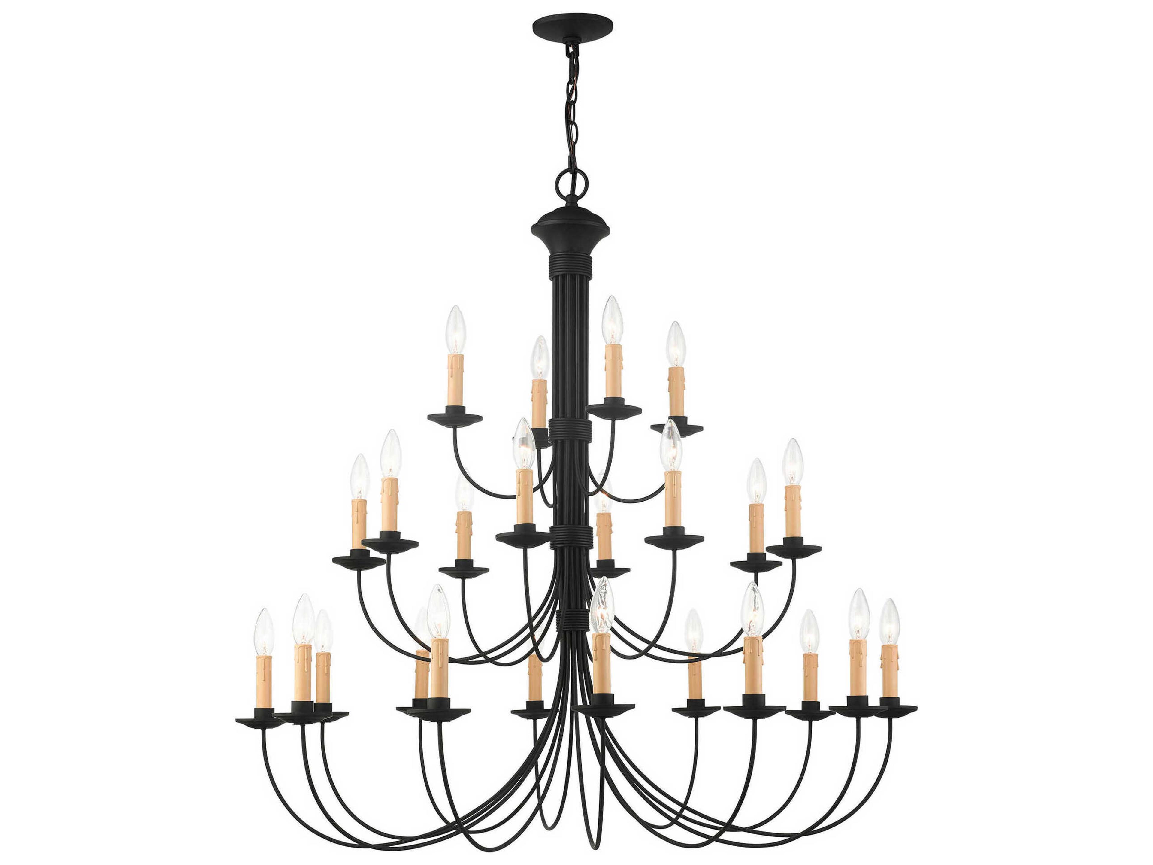 Heritage 24-Light Black Candelabra Tiered Chandelier