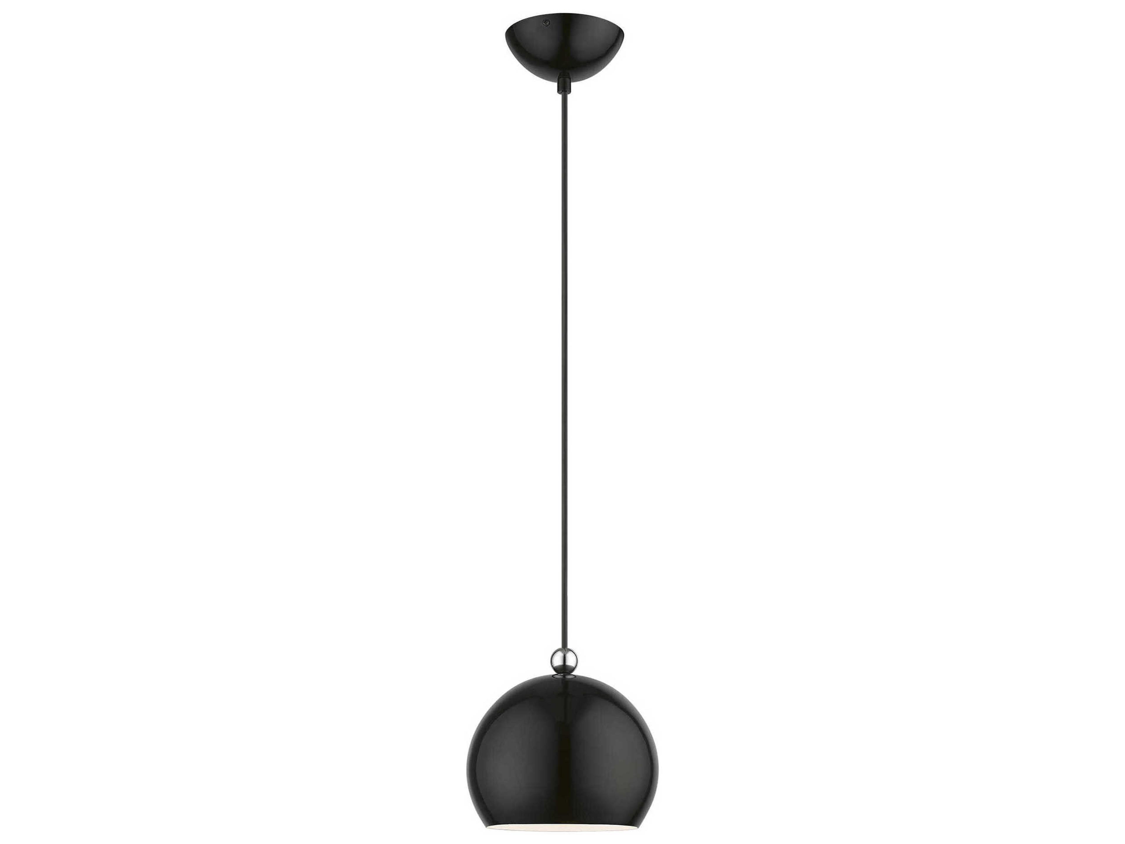 Stockton 1-Light Shiny Black Polished Chrome Dome Mini Pendant