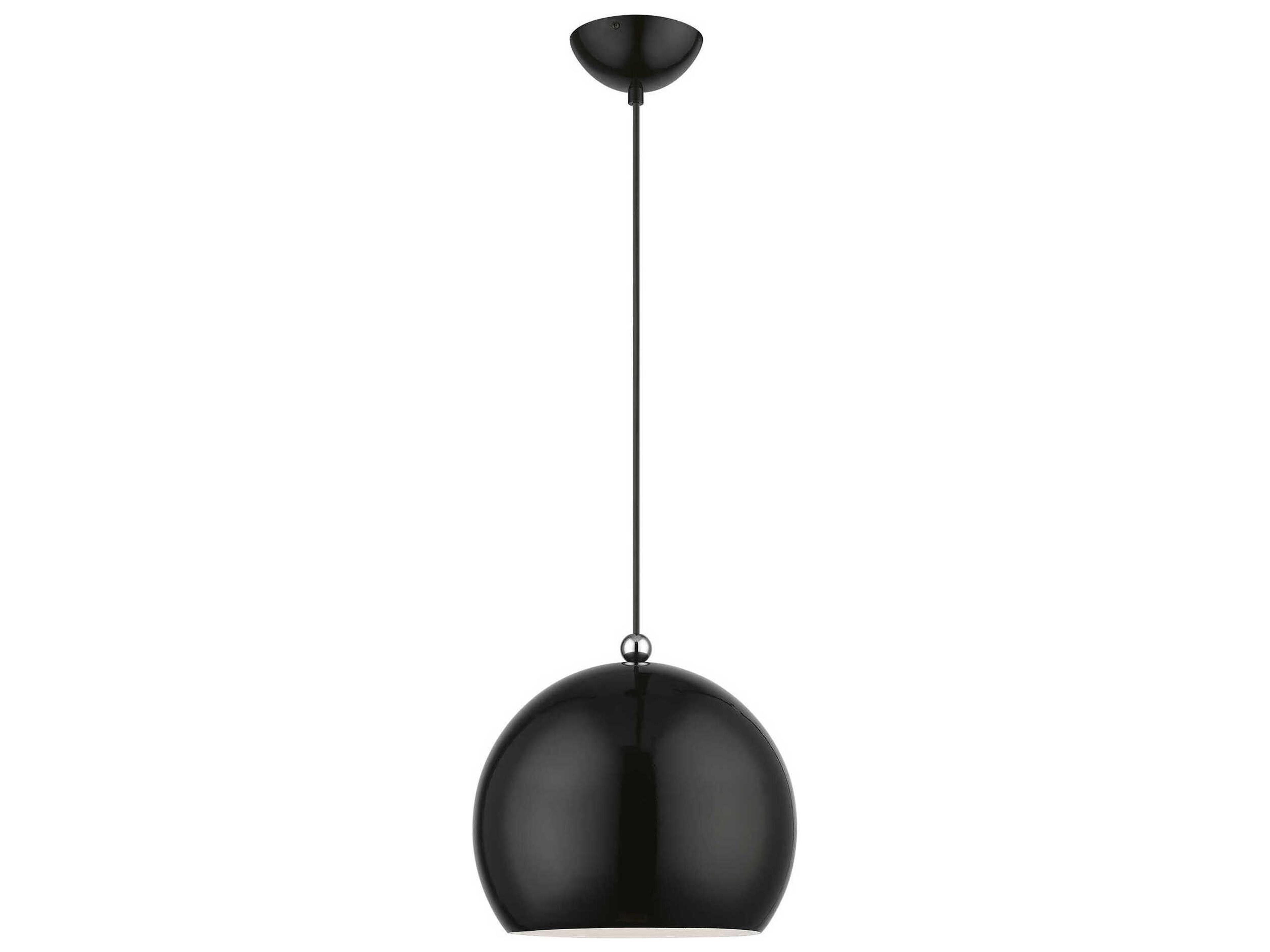 Stockton 1-Light Shiny Black Polished Chrome Dome Mini Pendant