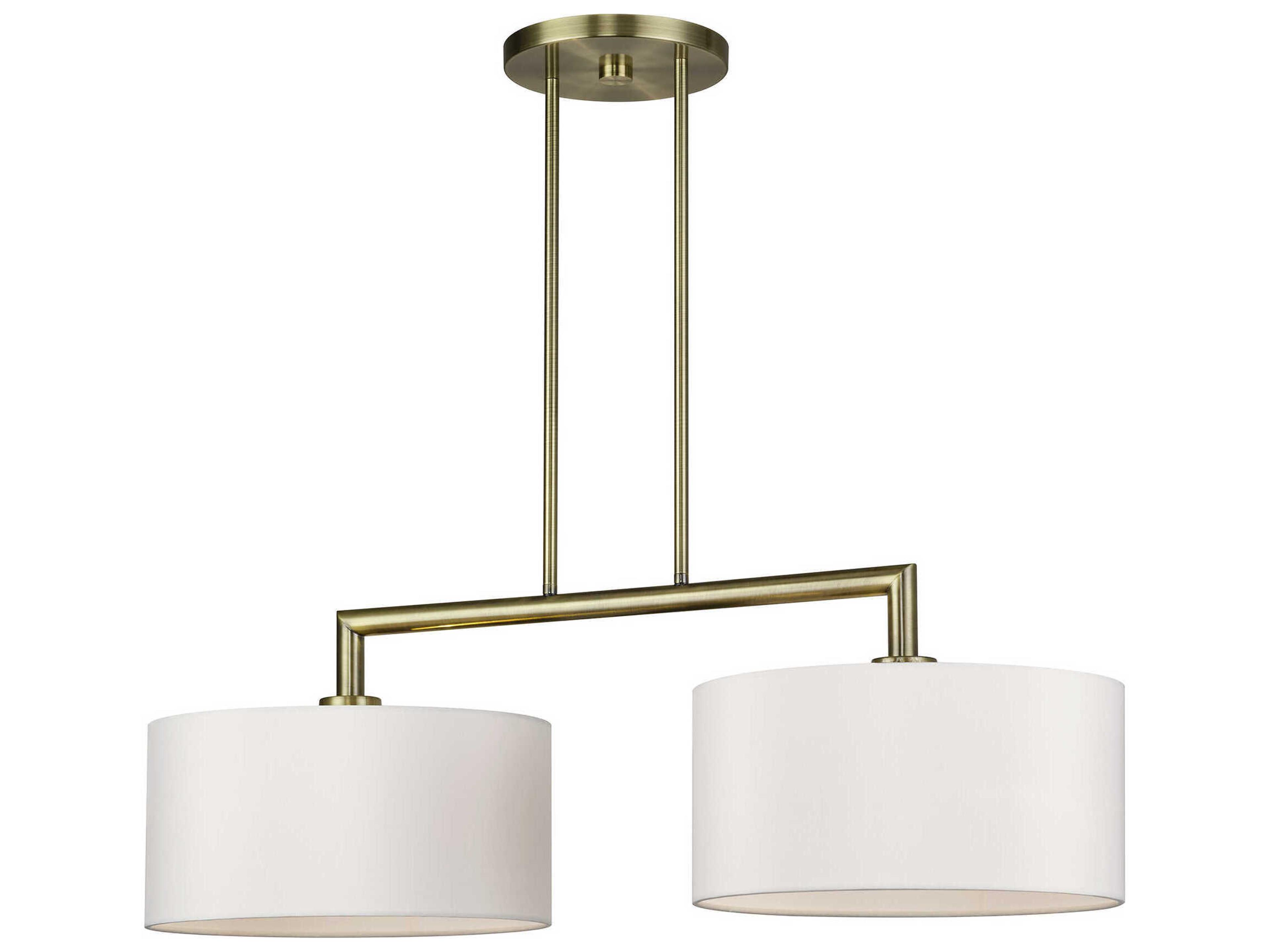 Meridian 2-Light Antique Brass Drum Island Pendant