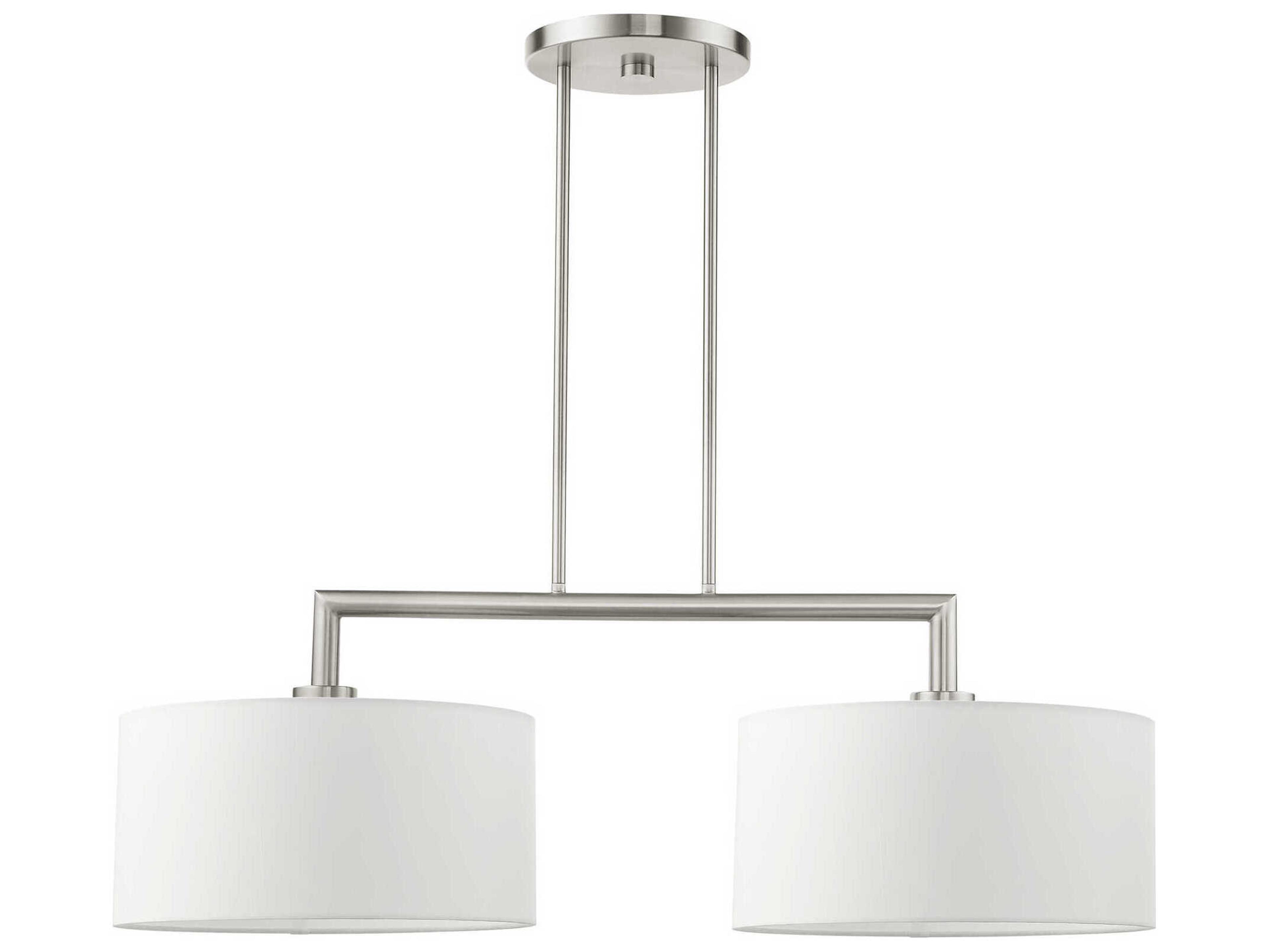 Livex Lighting Meridian 2-Light Brushed Nickel Drum Island Pendant
