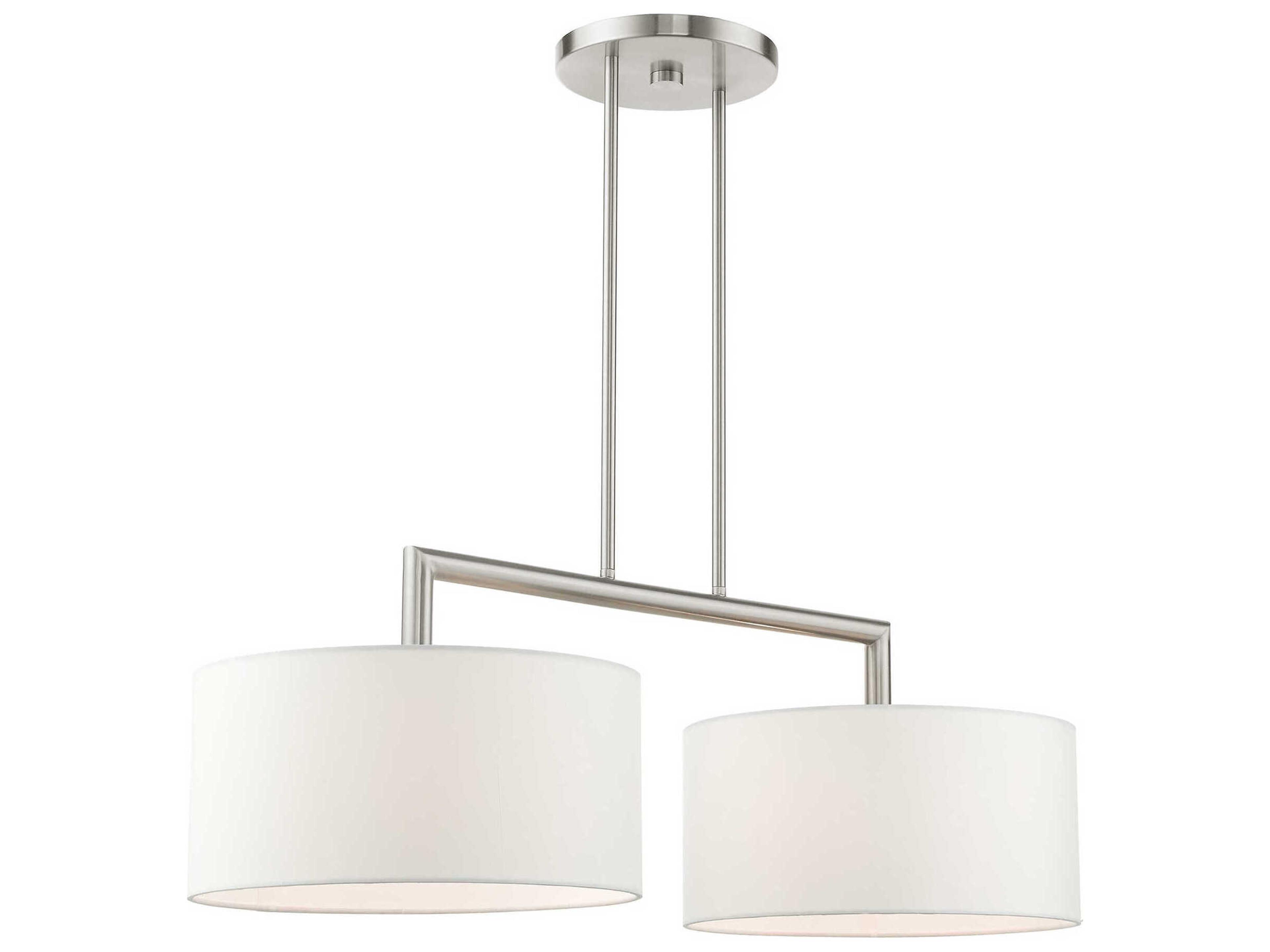 Livex Lighting Meridian 2-Light Brushed Nickel Drum Island Pendant