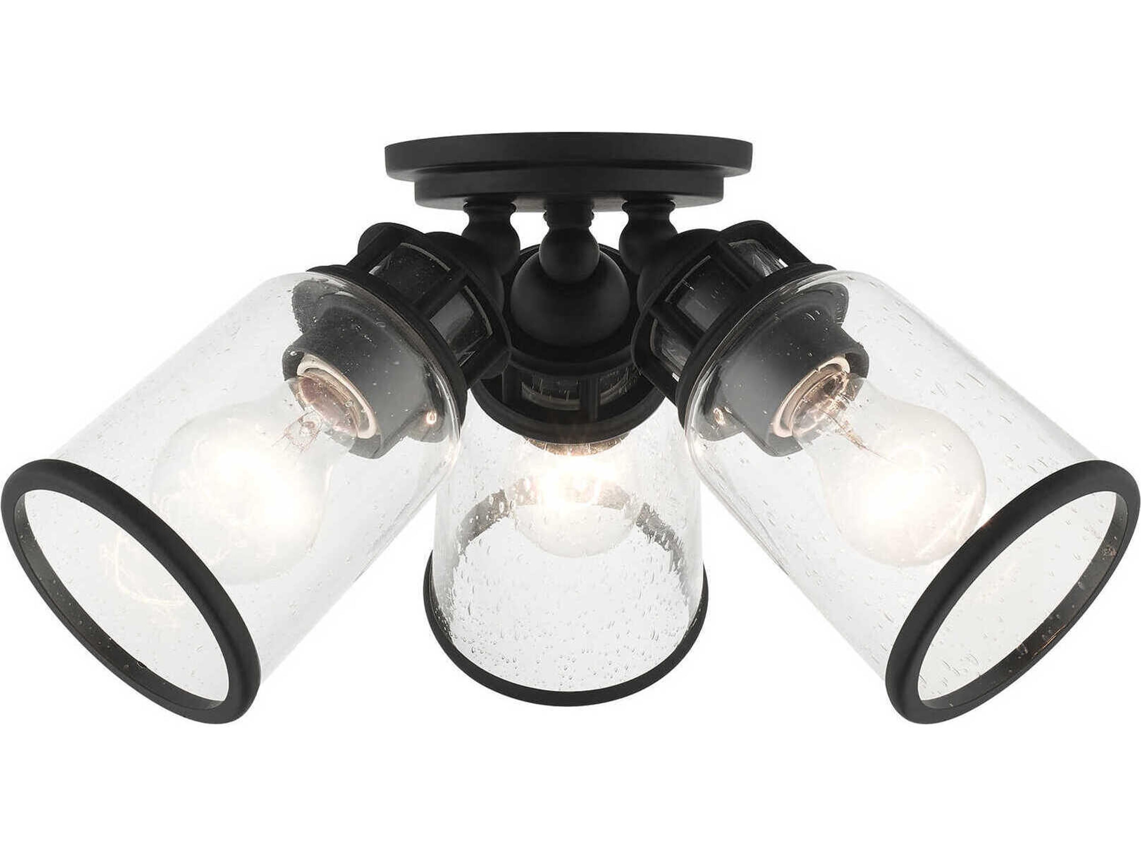 Lawrenceville 3-Light Black Clear Glass Bell Semi Flush Mount