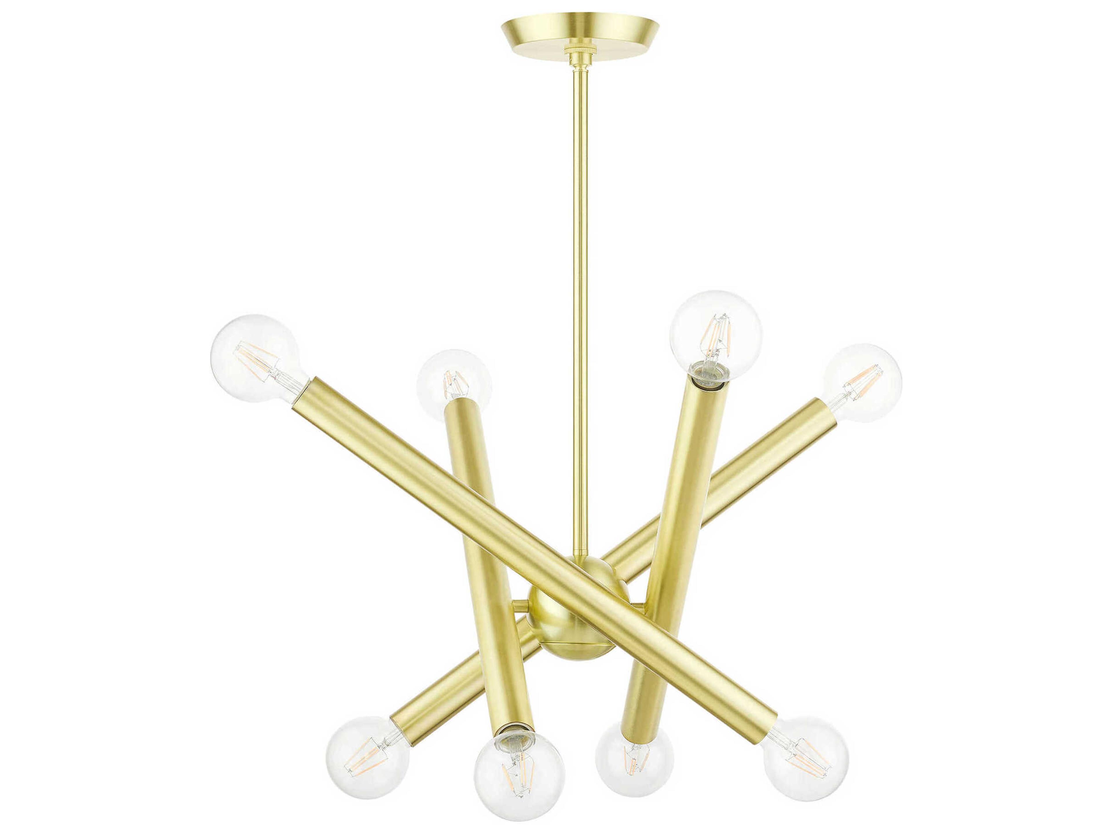 Livex Lighting Stafford 8-Light Satin Brass Candelabra Sputnik Chandelier