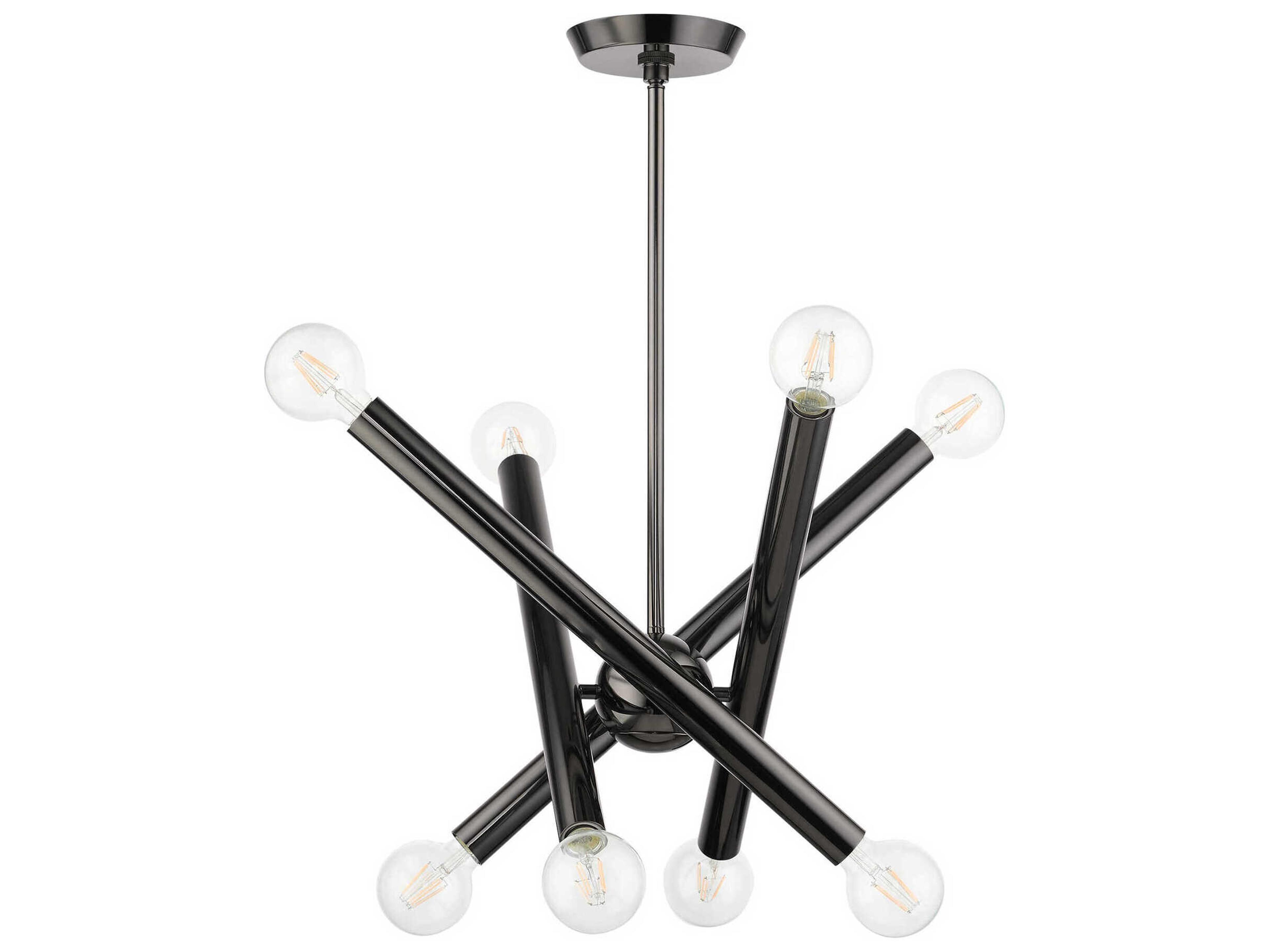 Livex Lighting Stafford 8-Light Black Chrome Candelabra Sputnik Chandelier
