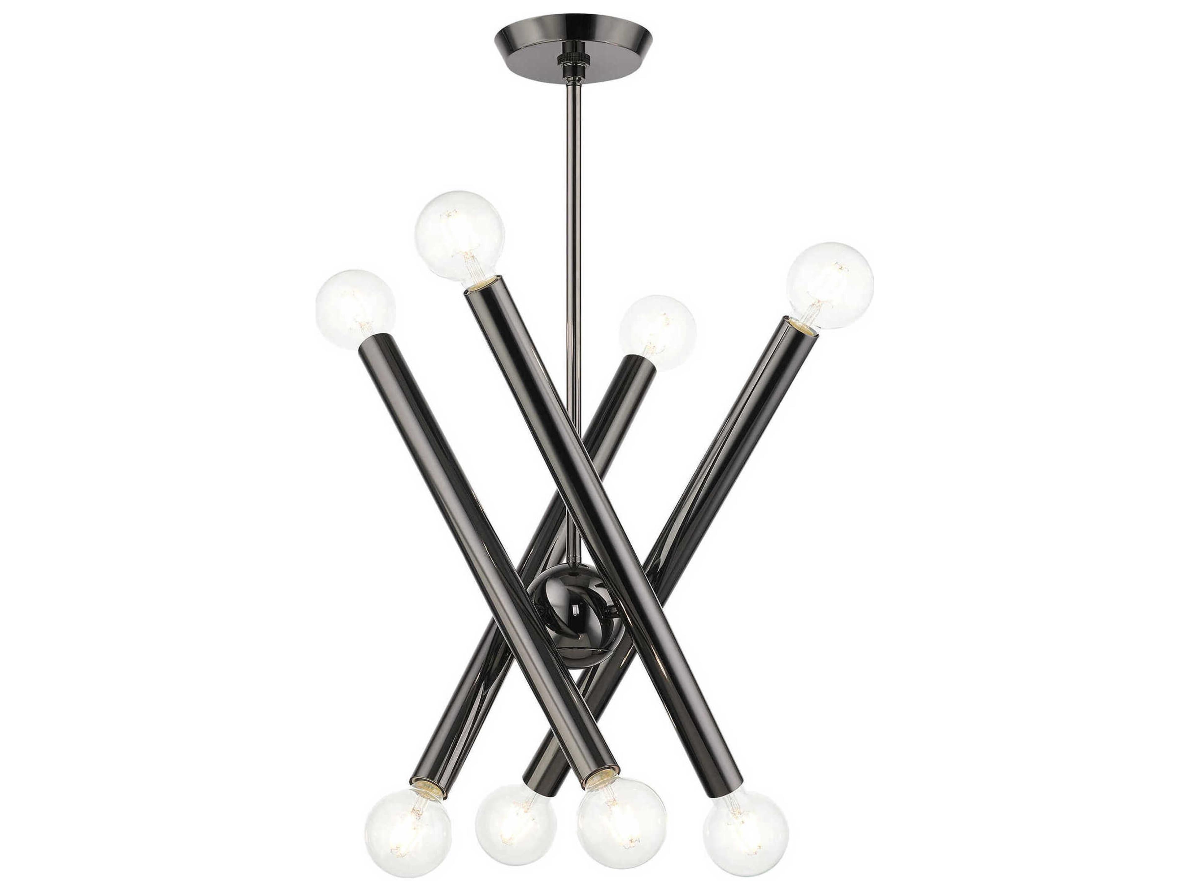 Livex Lighting Stafford 8-Light Black Chrome Candelabra Sputnik Chandelier
