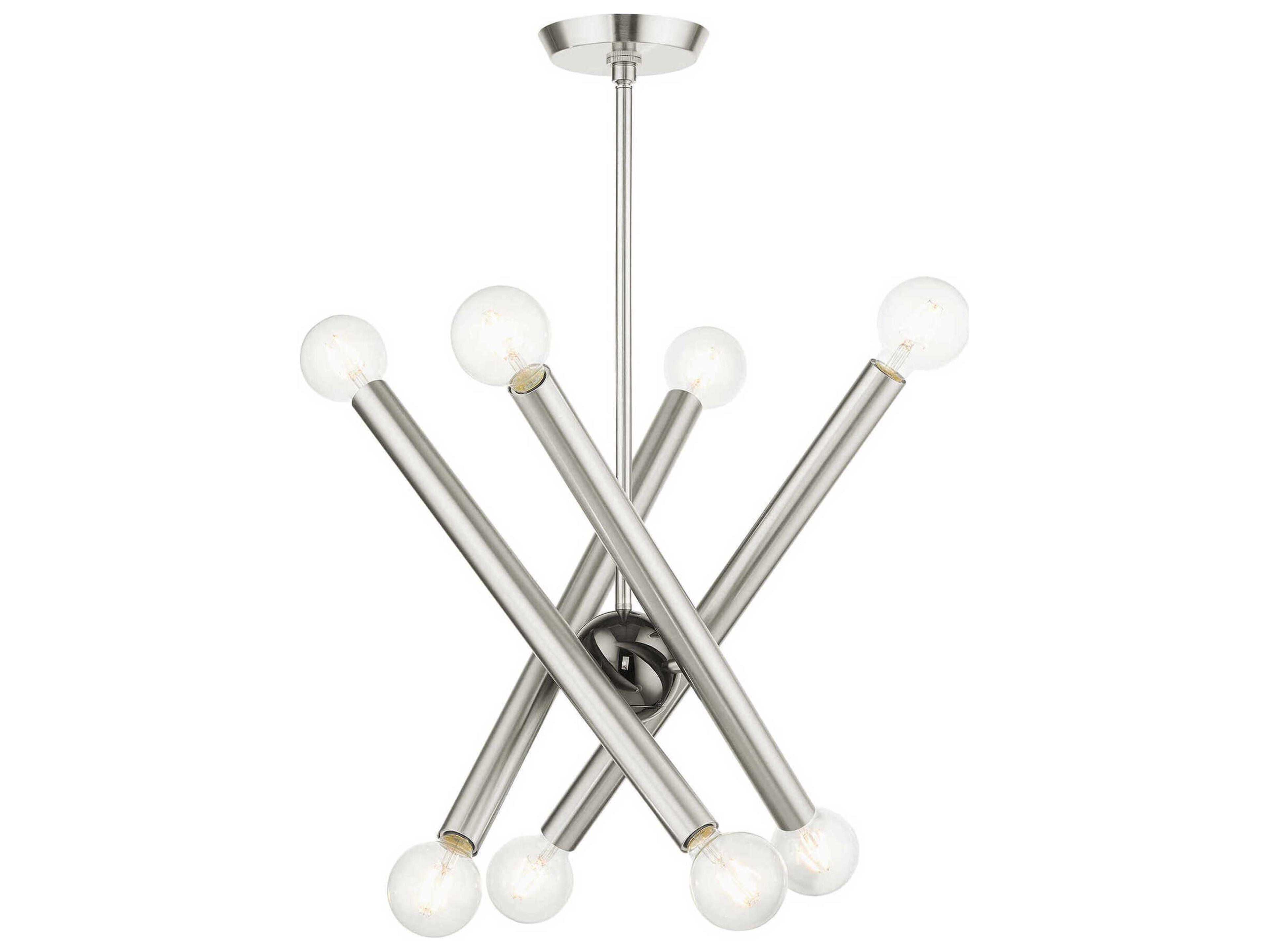Livex Lighting Stafford 8-Light Brushed Nickel Candelabra Sputnik Chandelier
