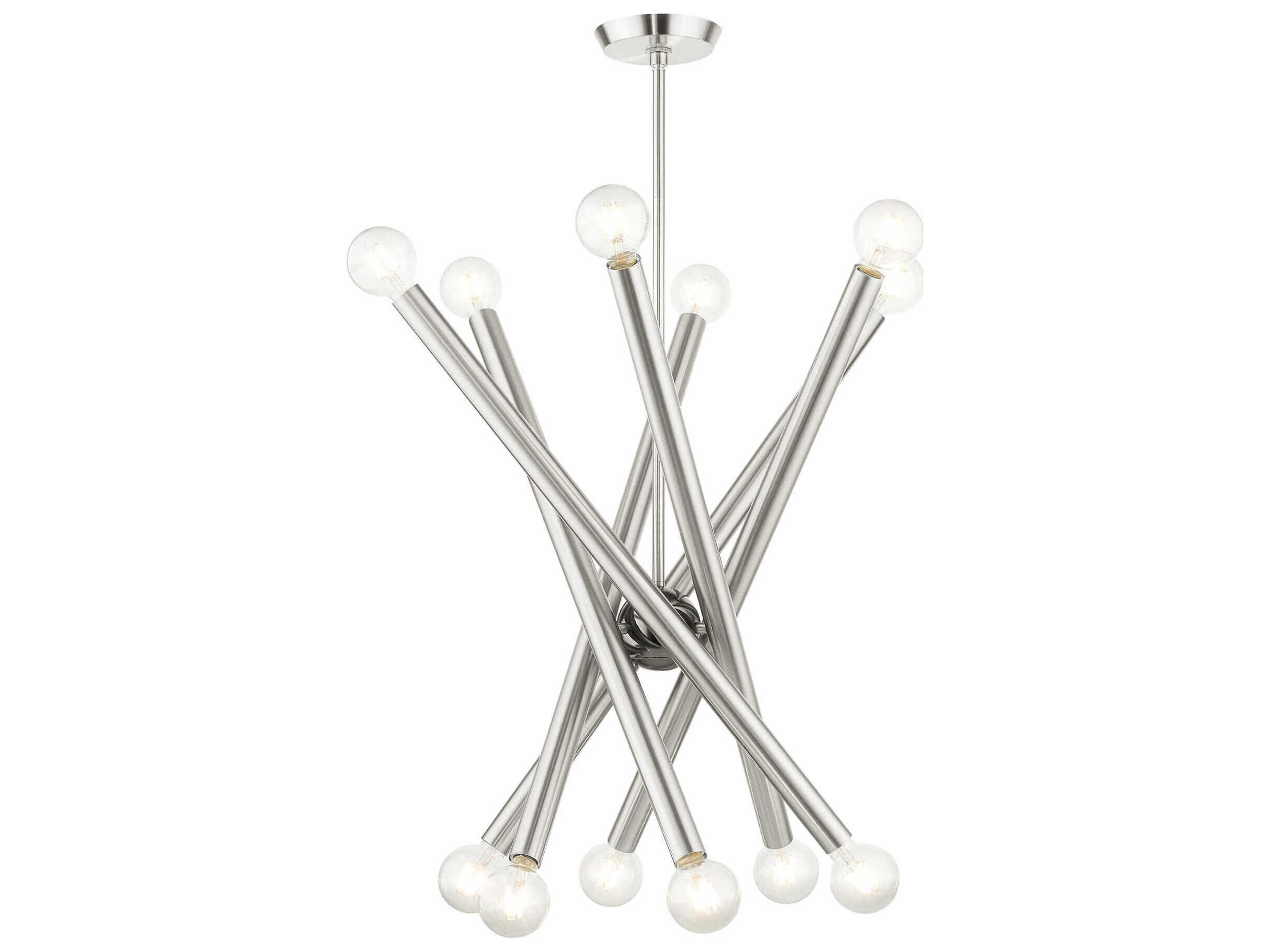 Livex Lighting Stafford 12-Light Brushed Nickel Candelabra Sputnik Chandelier