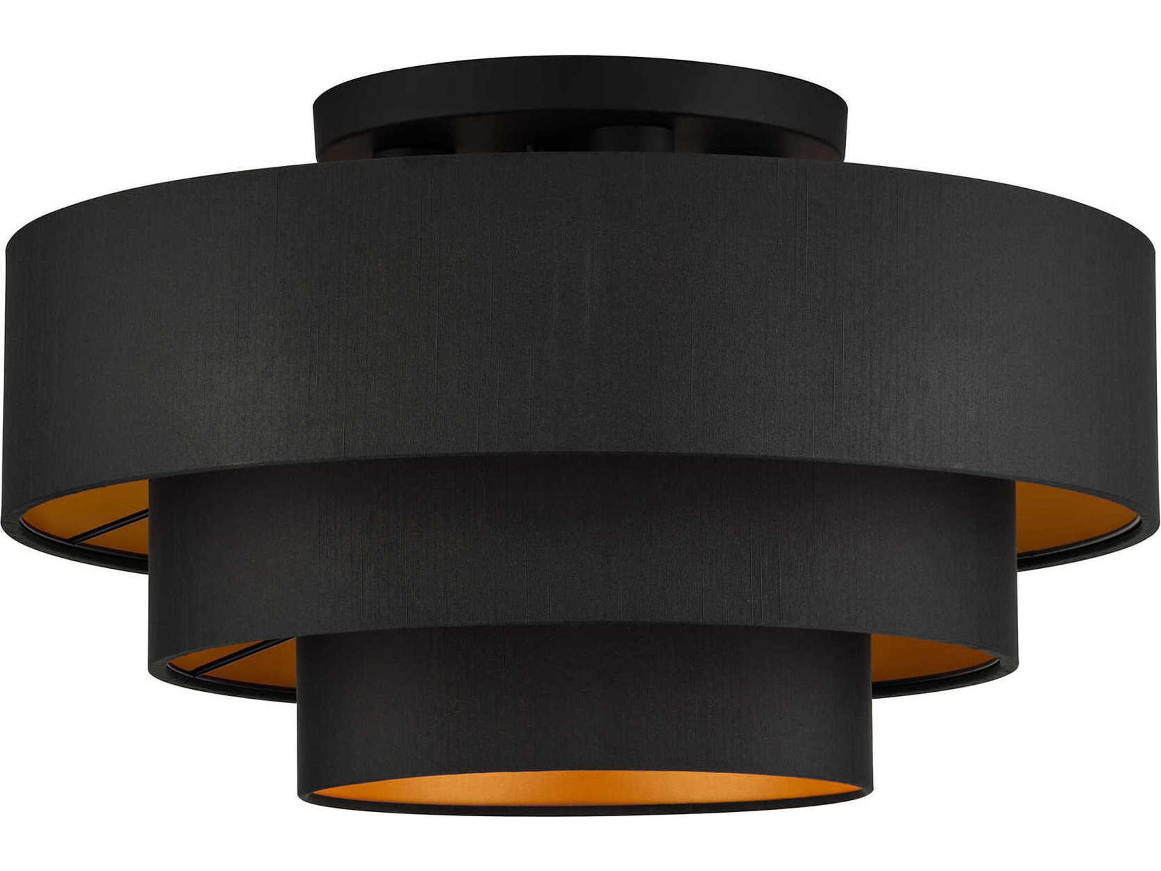 Livex Lighting Sentosa 4-Light Black Drum Semi Flush Mount