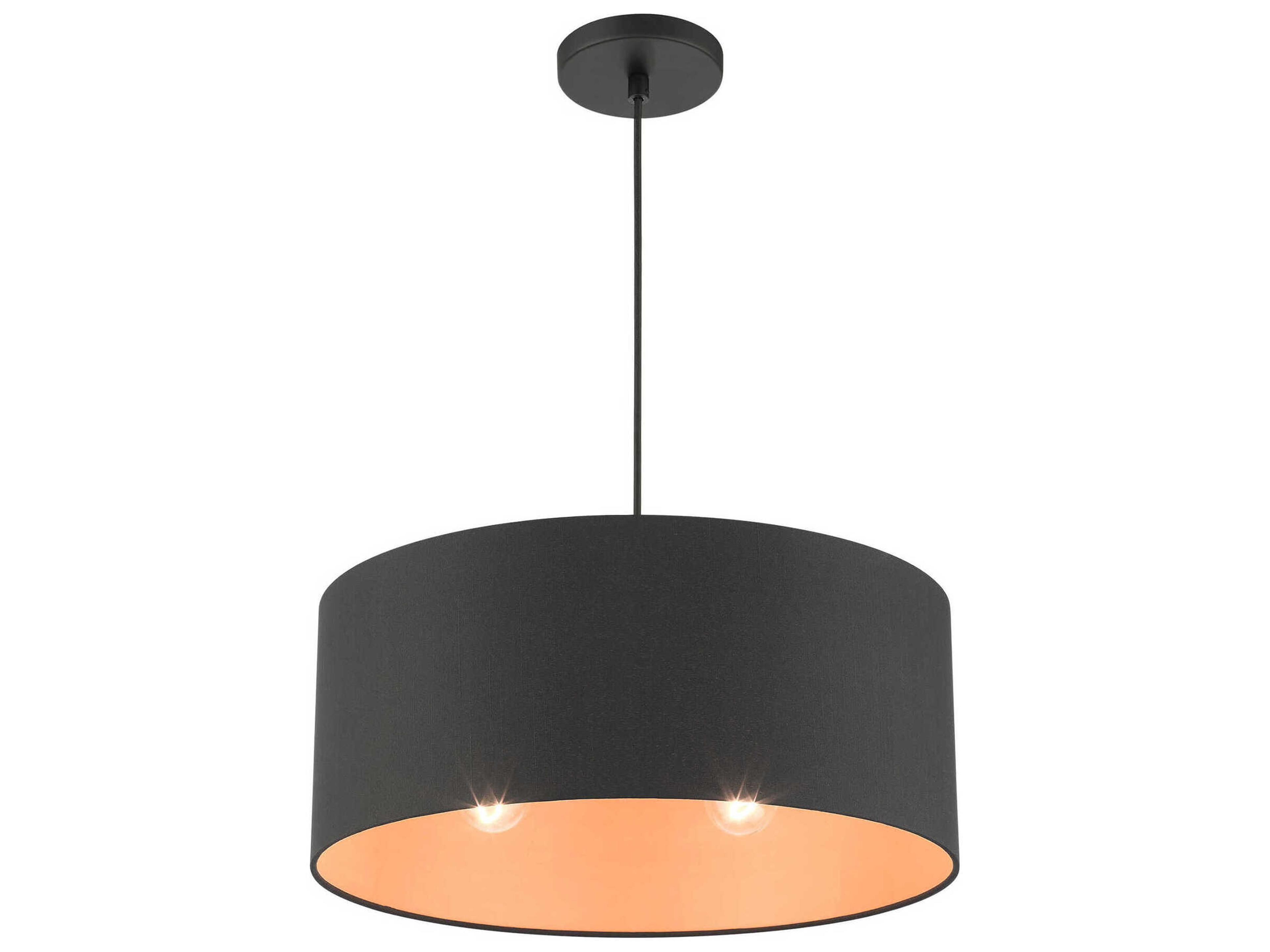 Livex Lighting Sentosa 3-Light Black Drum Pendant