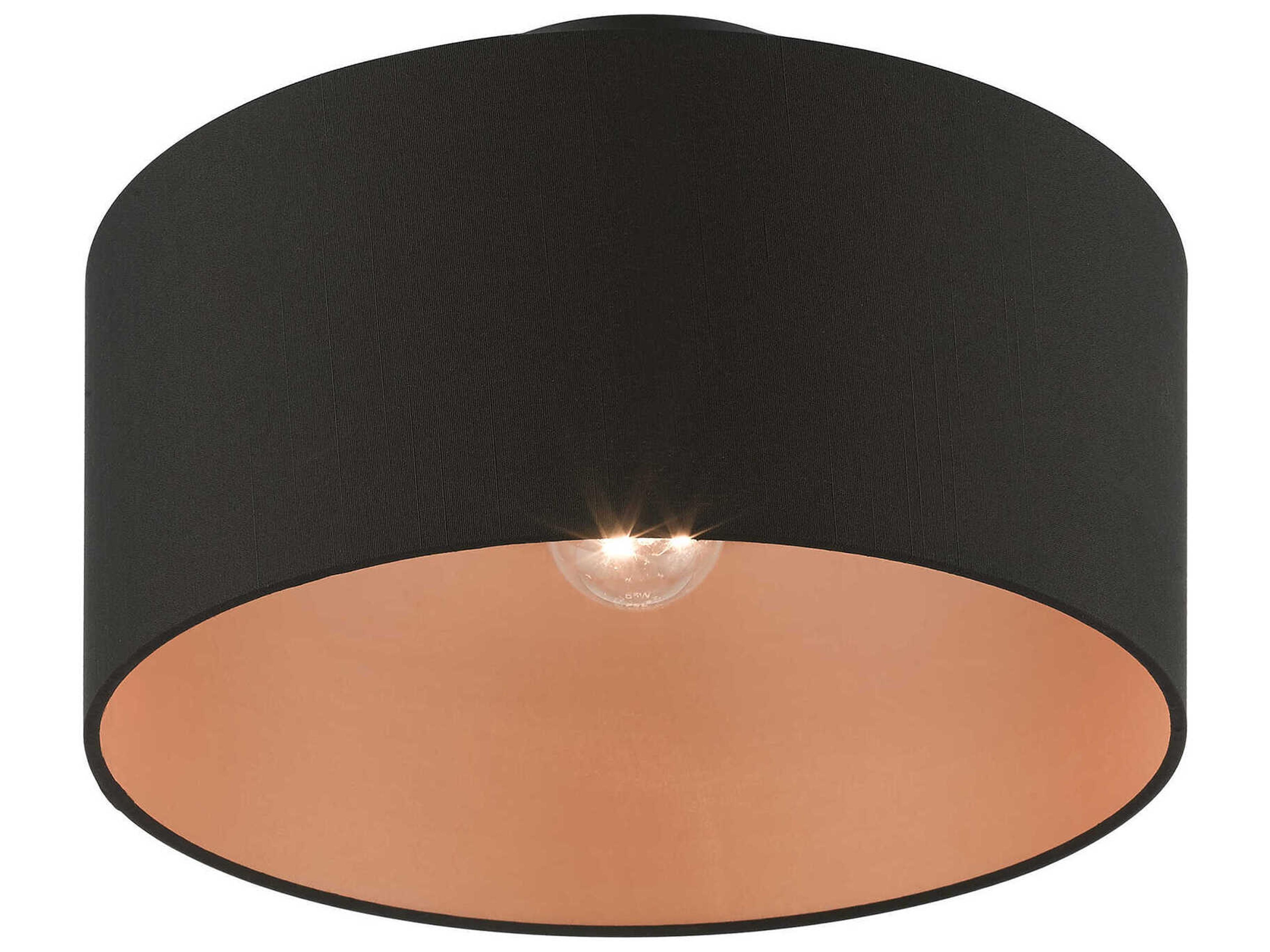 Livex Lighting Sentosa 1-Light Black Drum Semi Flush Mount