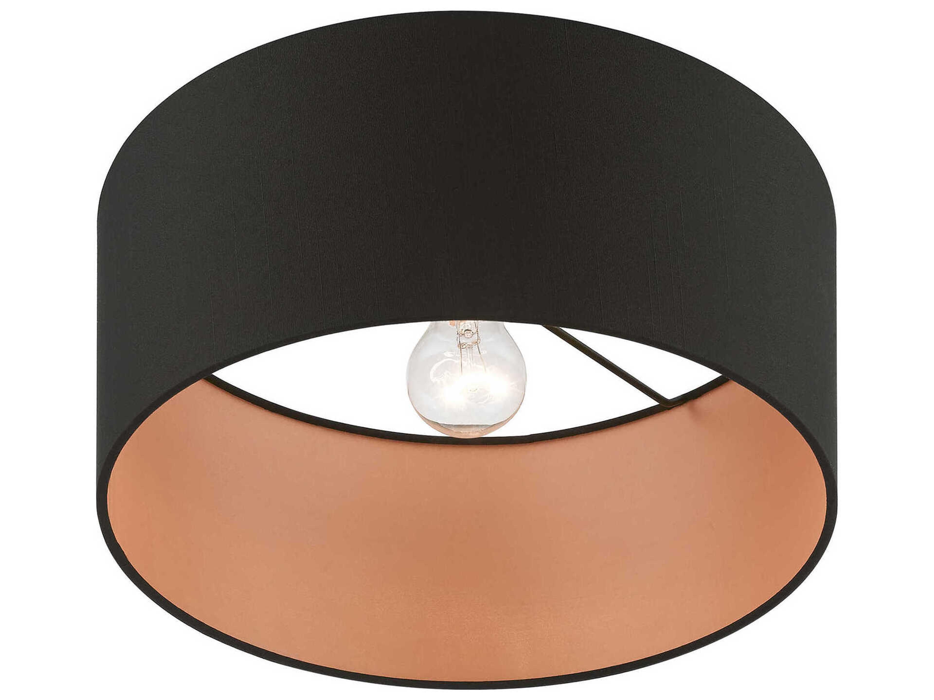 Livex Lighting Sentosa 1-Light Black Drum Semi Flush Mount