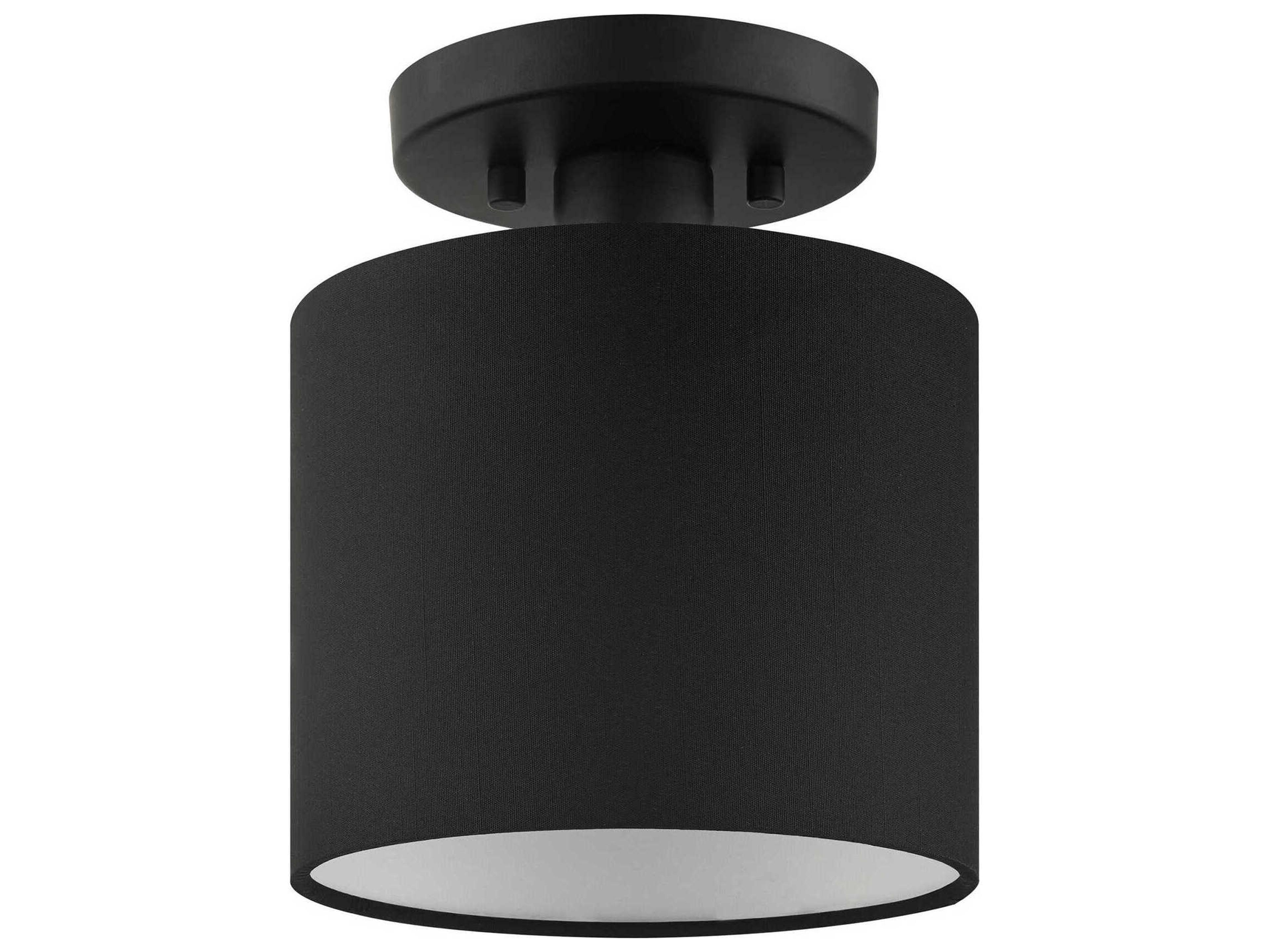 Livex Lighting Bainbridge 1-Light Black Drum Semi Flush Mount