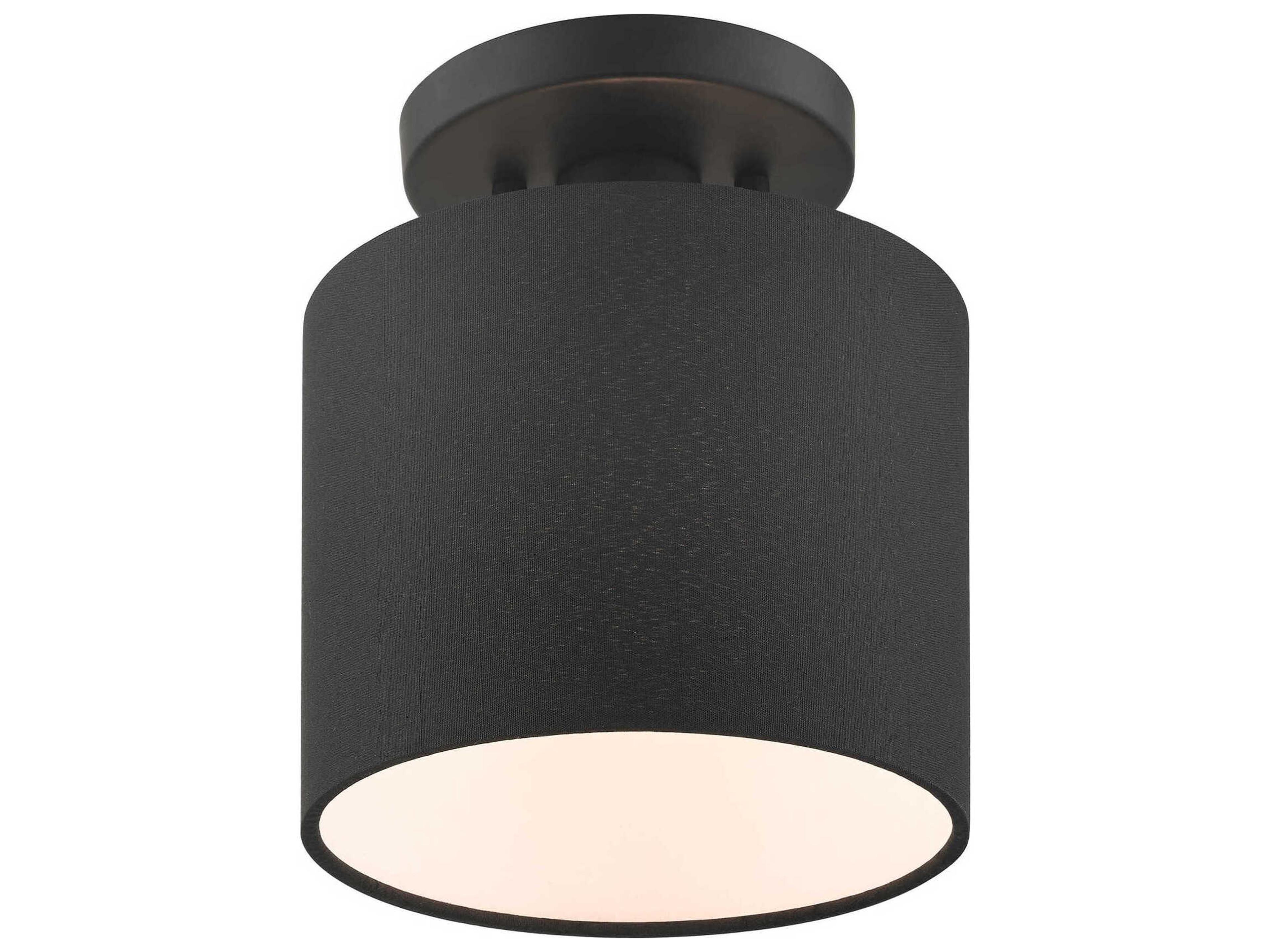 Livex Lighting Bainbridge 1-Light Black Drum Semi Flush Mount