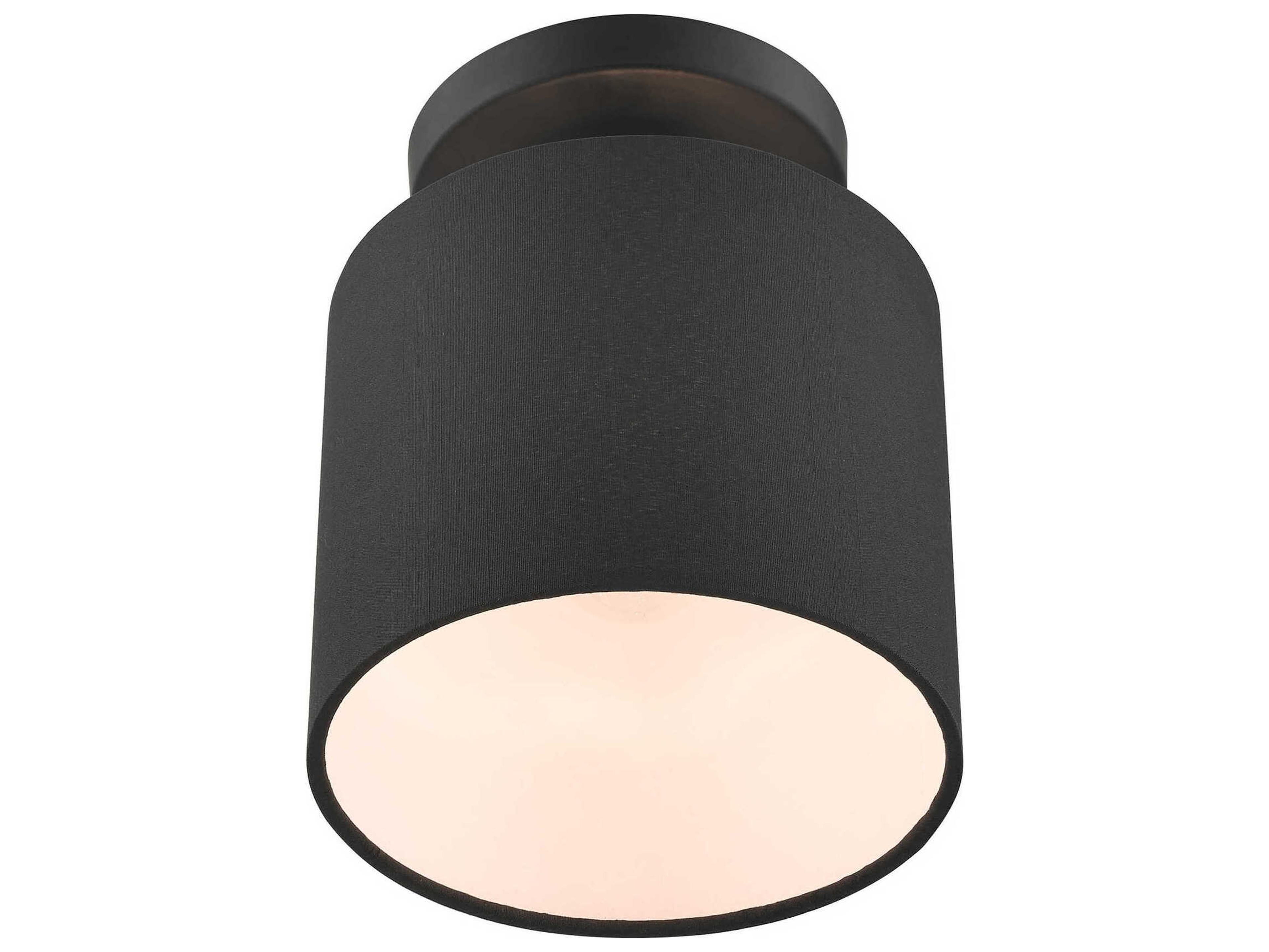 Livex Lighting Bainbridge 1-Light Black Drum Semi Flush Mount