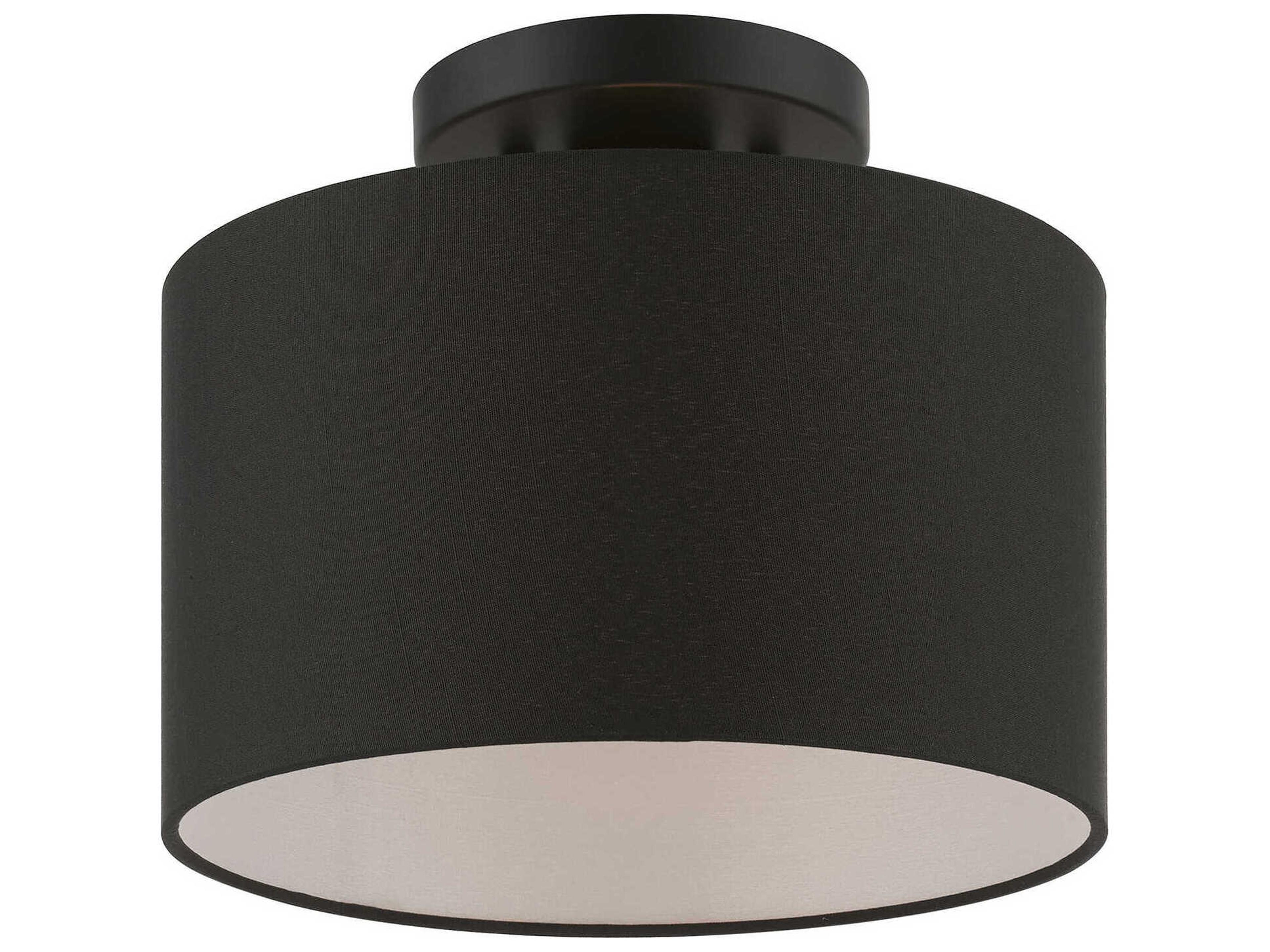 Livex Lighting Bainbridge 1-Light Black Drum Semi Flush Mount