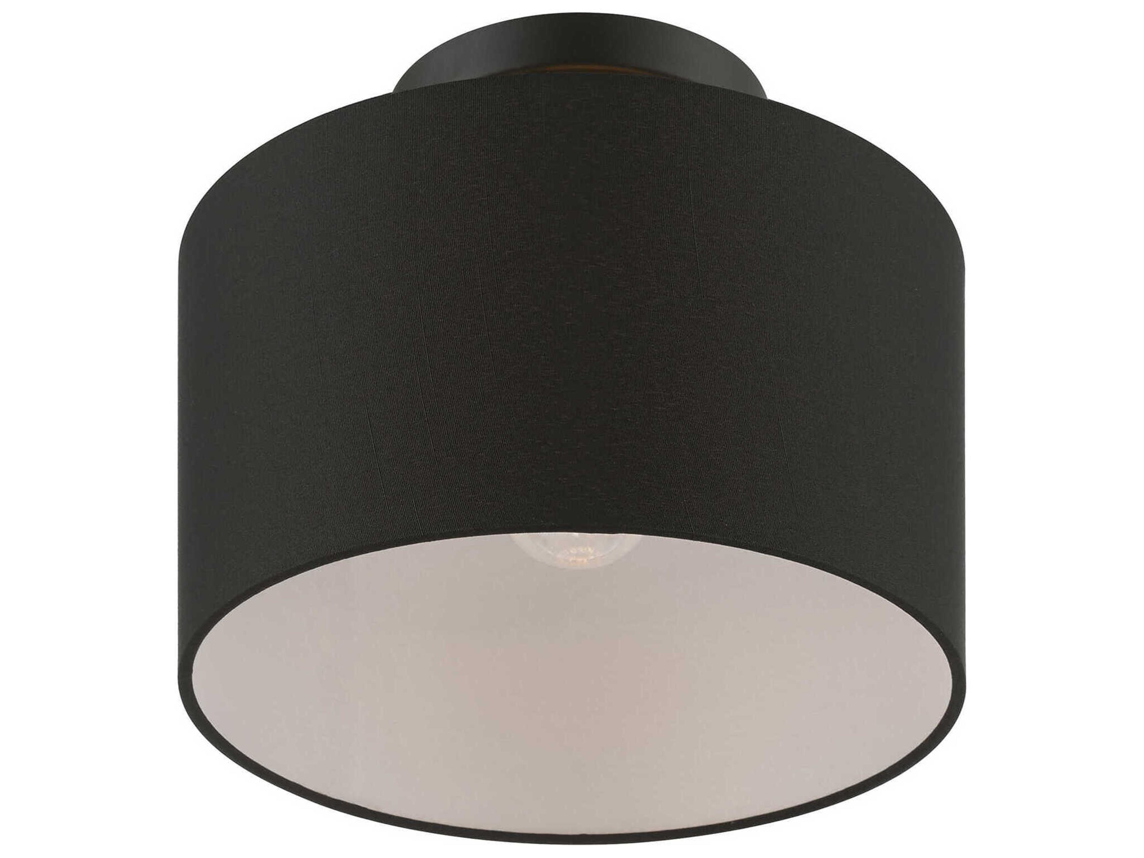 Livex Lighting Bainbridge 1-Light Black Drum Semi Flush Mount