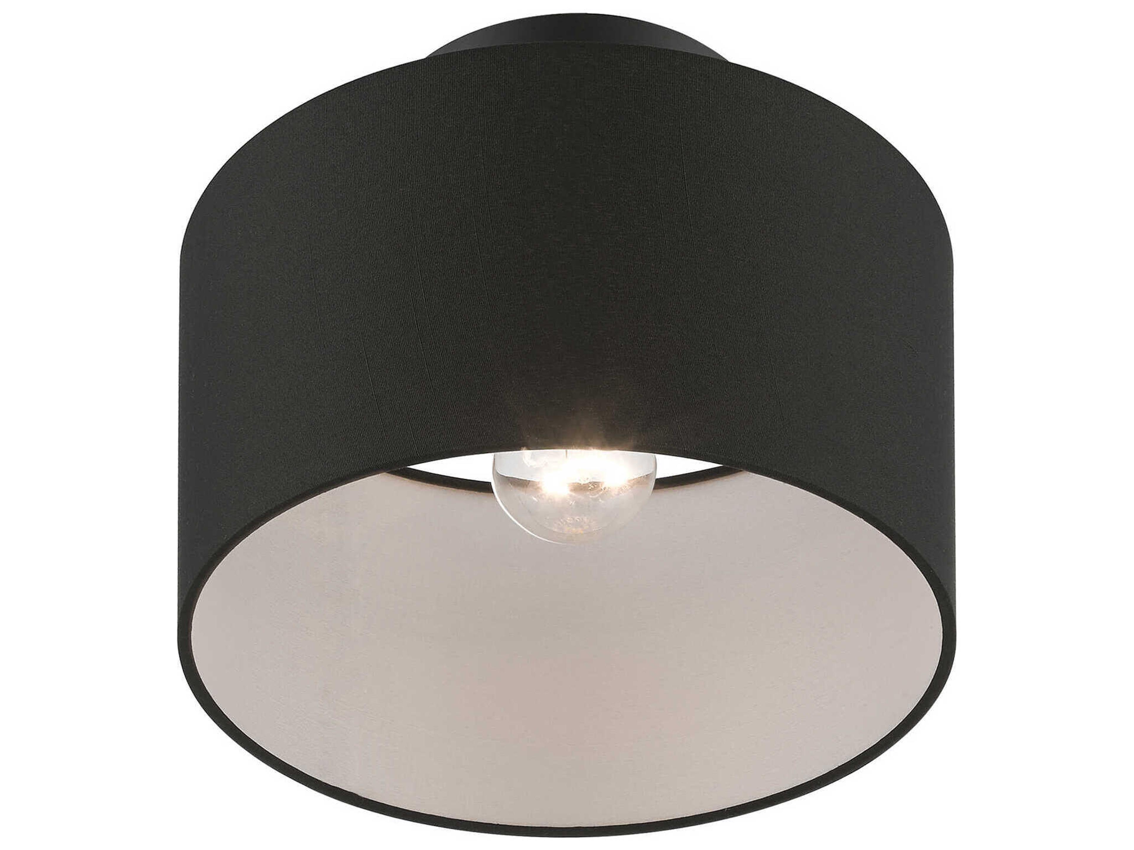 Livex Lighting Bainbridge 1-Light Black Drum Semi Flush Mount