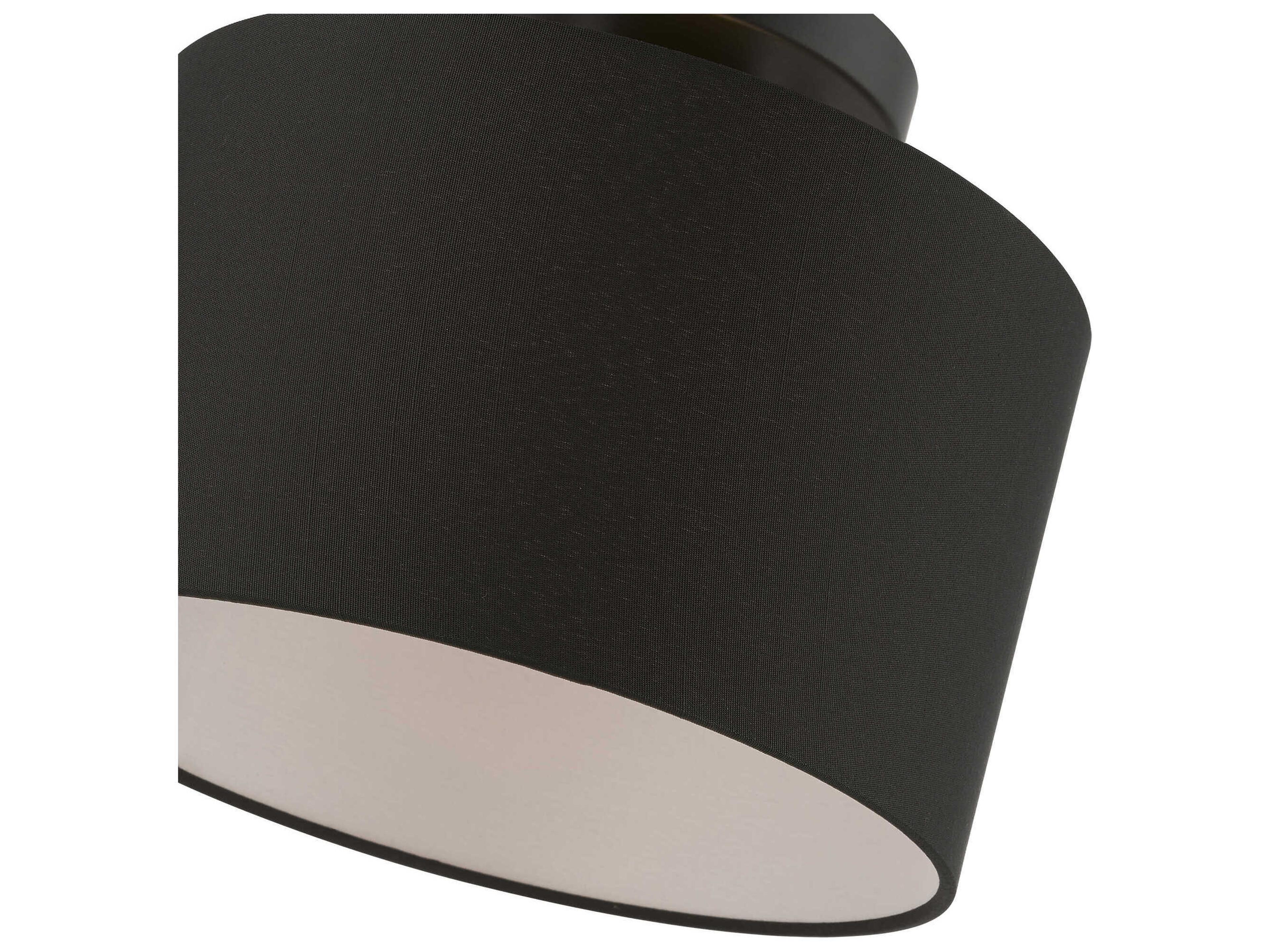 Livex Lighting Bainbridge 1-Light Black Drum Semi Flush Mount