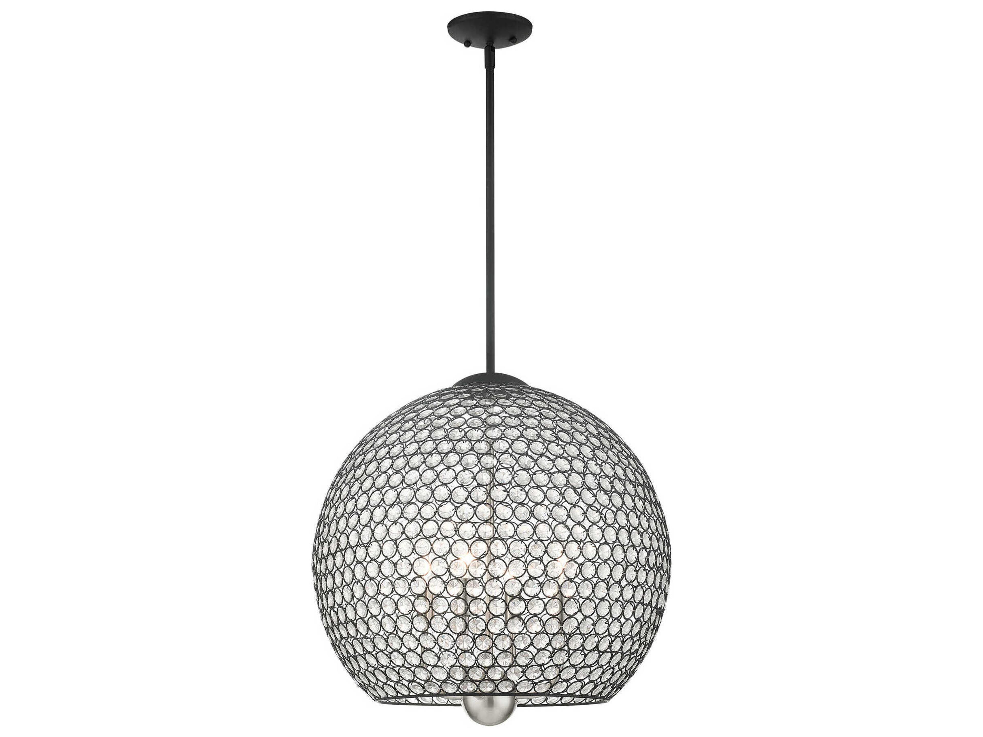 Cassandra 4-Light Black Crystal Dome Pendant