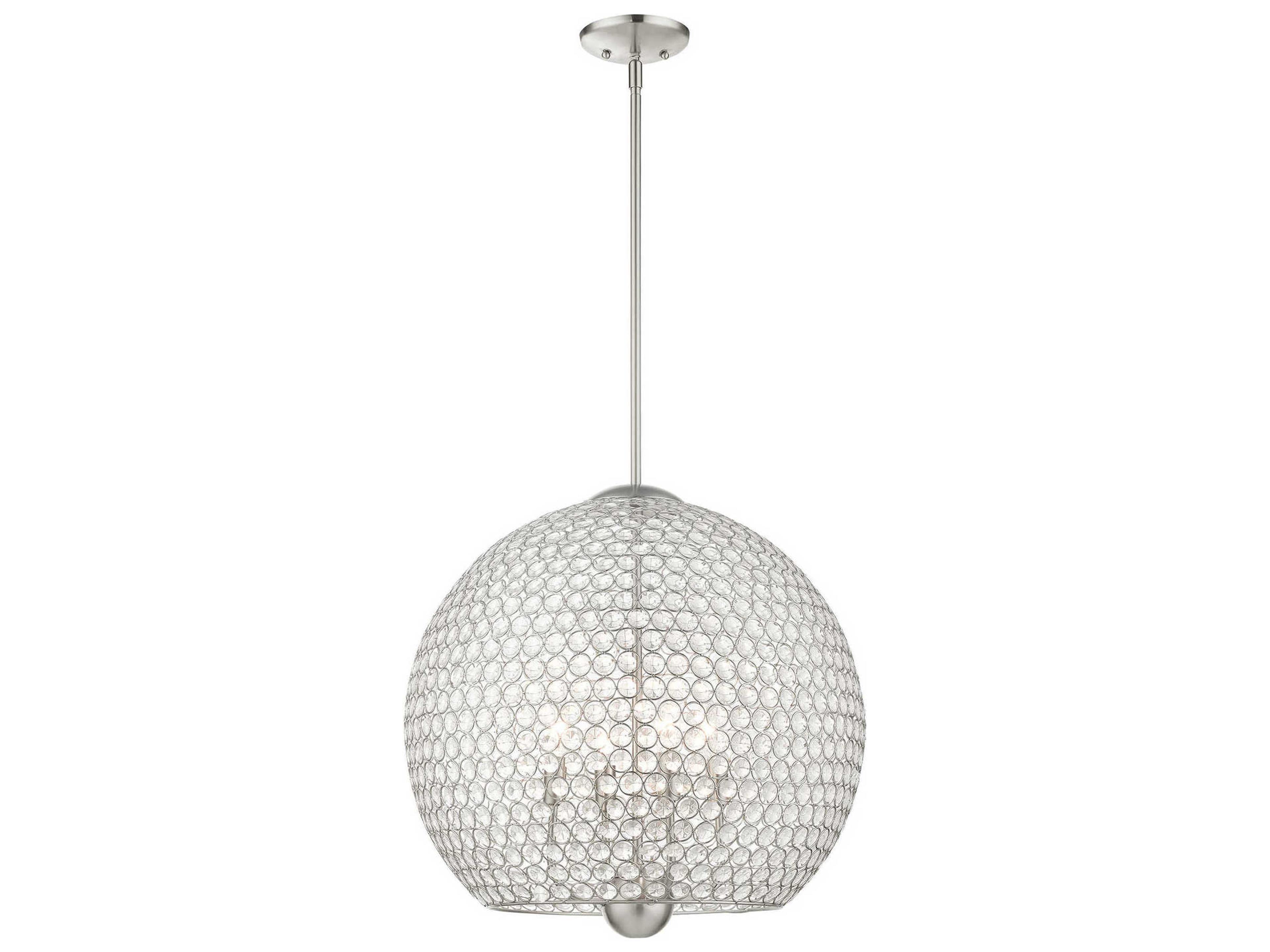 Cassandra 4-Light Brushed Nickel Crystal Dome Pendant