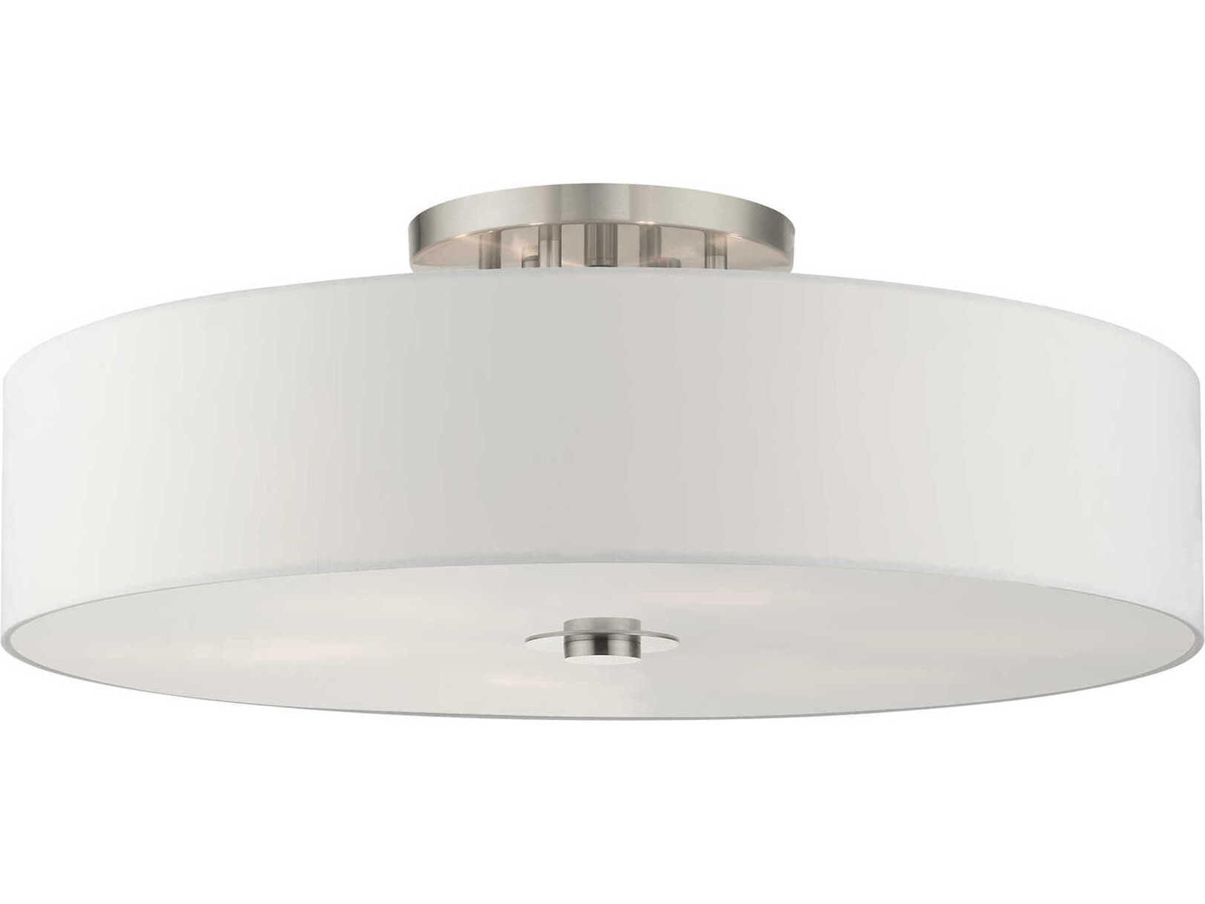 Livex Lighting Meridian 6-Light Brushed Nickel Drum Semi Flush Mount