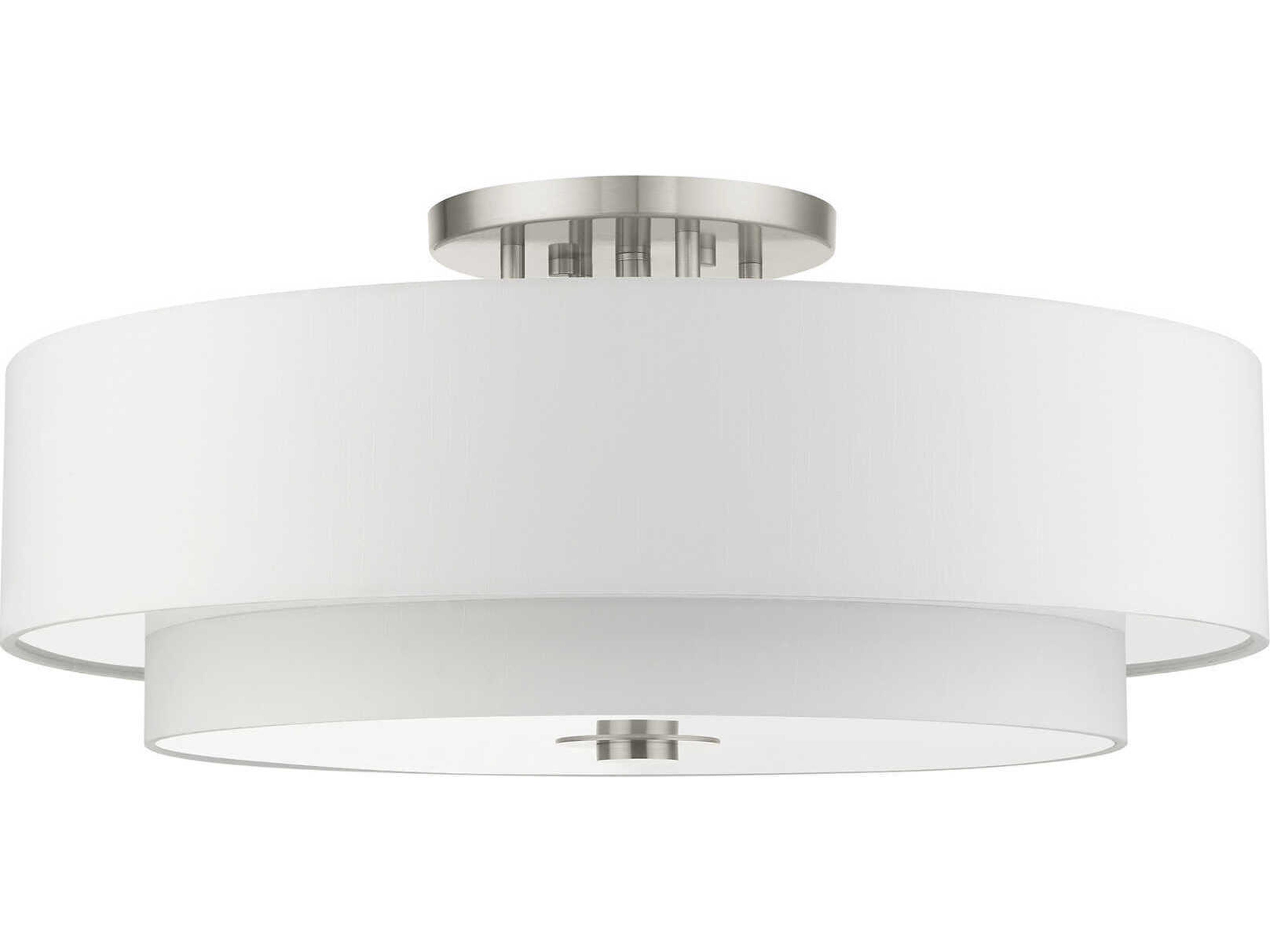 Livex Lighting Meridian 6-Light Brushed Nickel Drum Semi Flush Mount