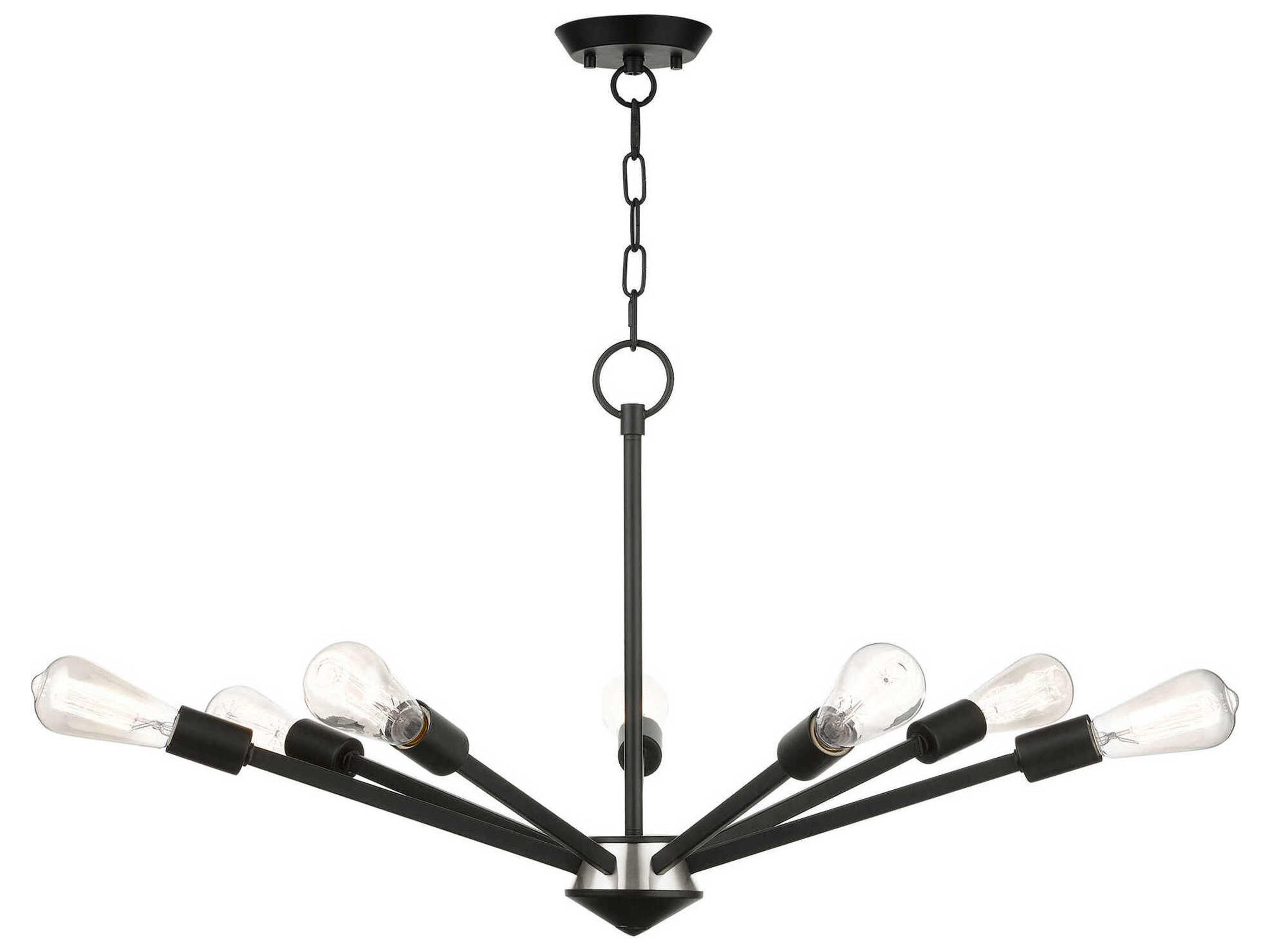 Prague 7-Light Black Brushed Nickel Sputnik Chandelier