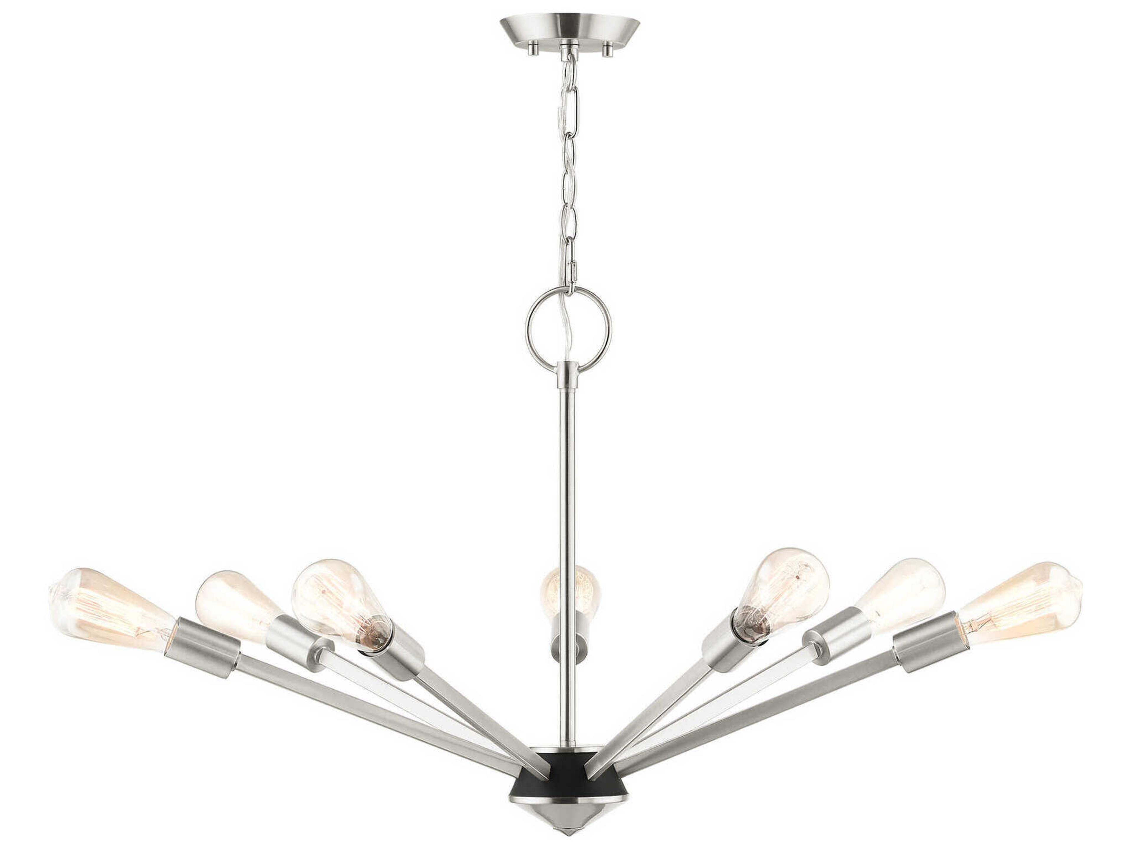 Prague 7-Light Brushed Nickel Black Sputnik Chandelier